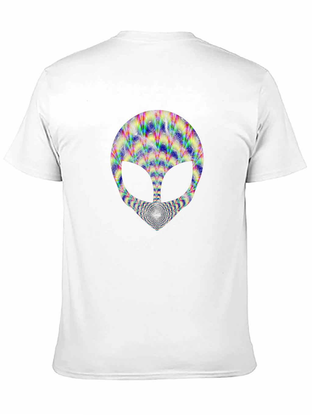 Trippy Alien Head Graphic Tee - Black Cotton T-Shirt