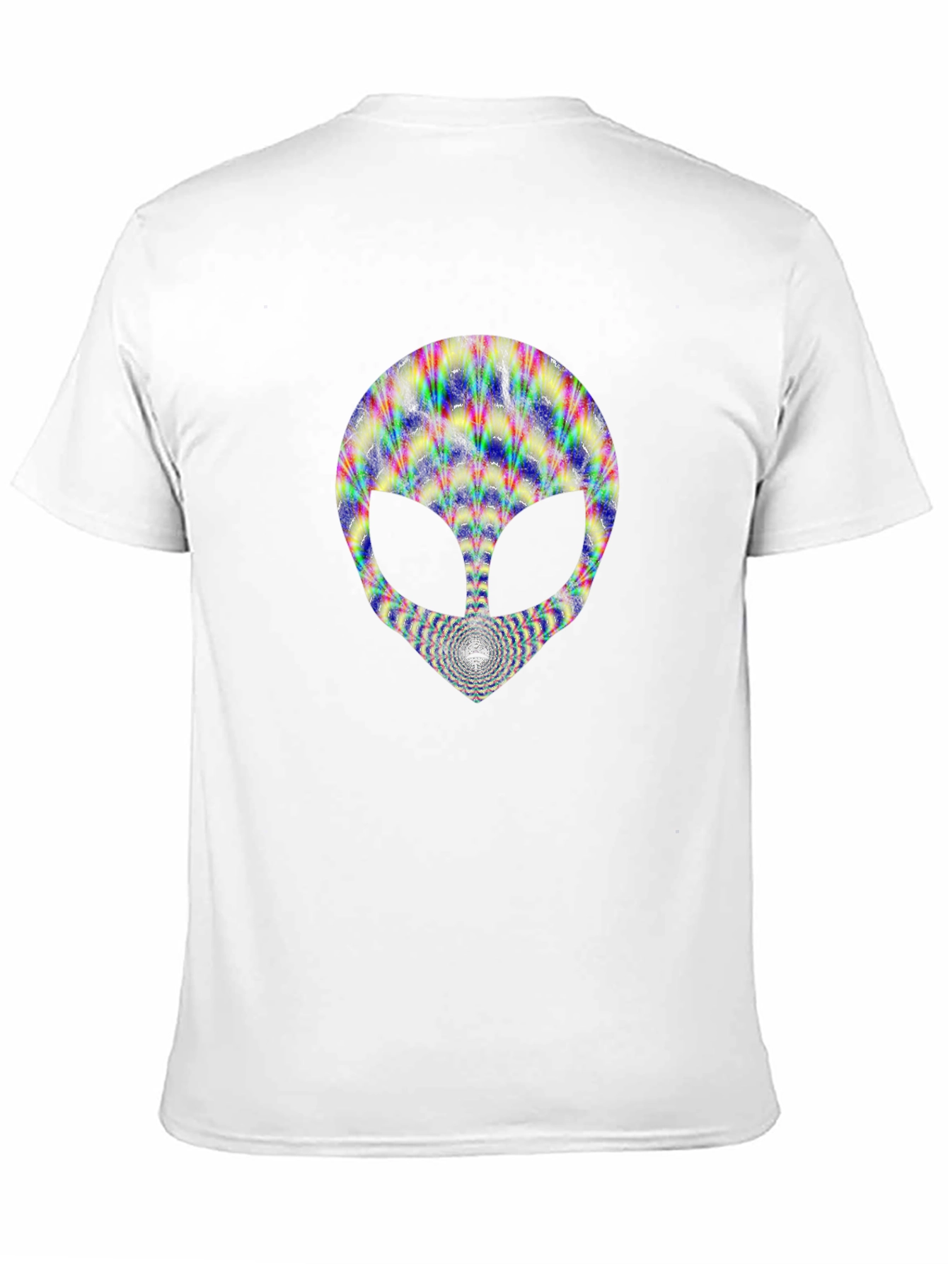 Trippy Alien Head Graphic Tee - Black Cotton T-Shirt