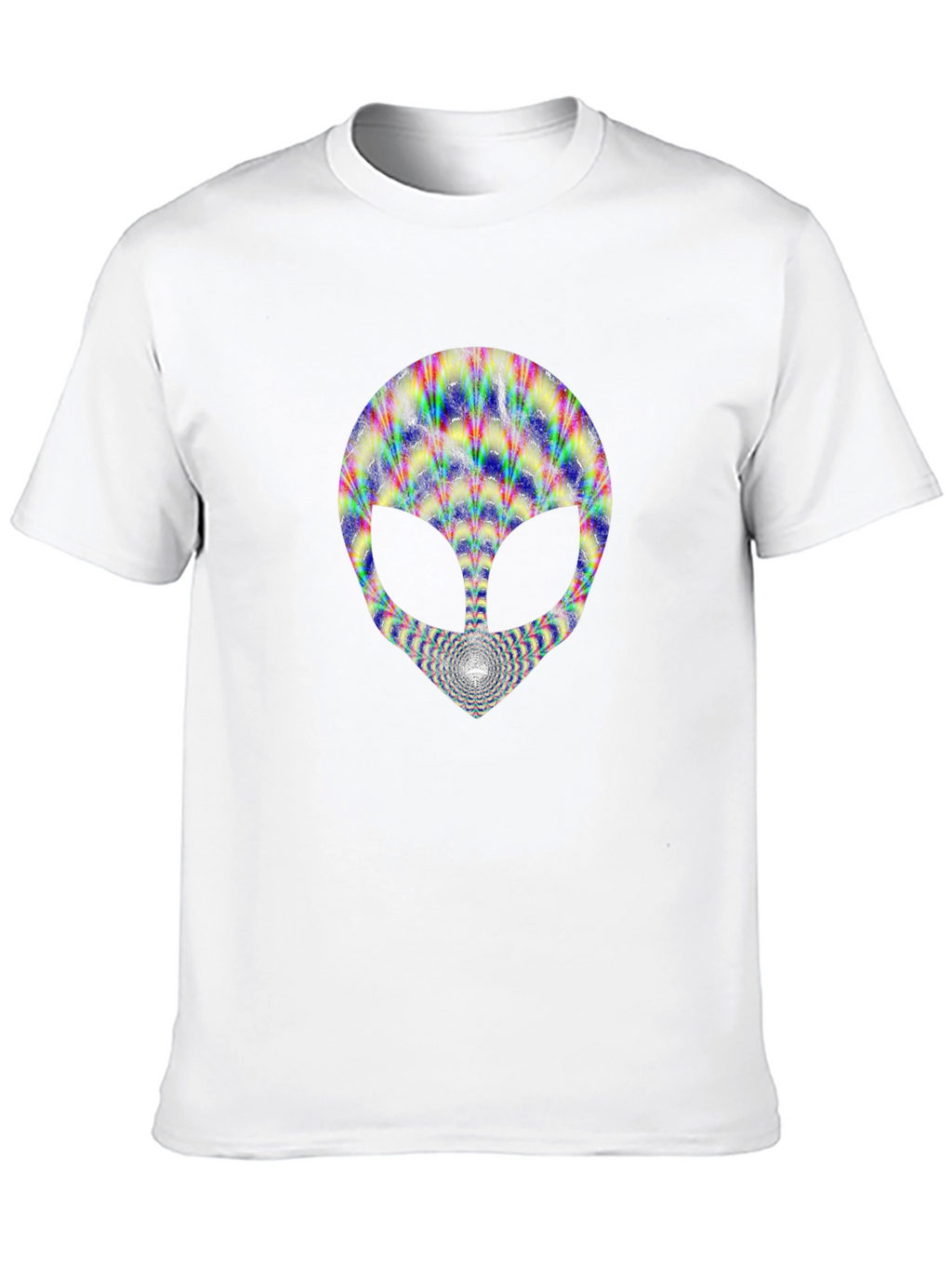 Trippy Alien Head Graphic Tee - Black Cotton T-Shirt