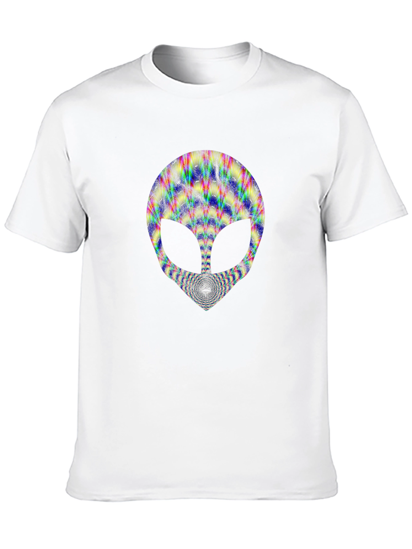 Trippy Alien Head Graphic Tee - Black Cotton T-Shirt