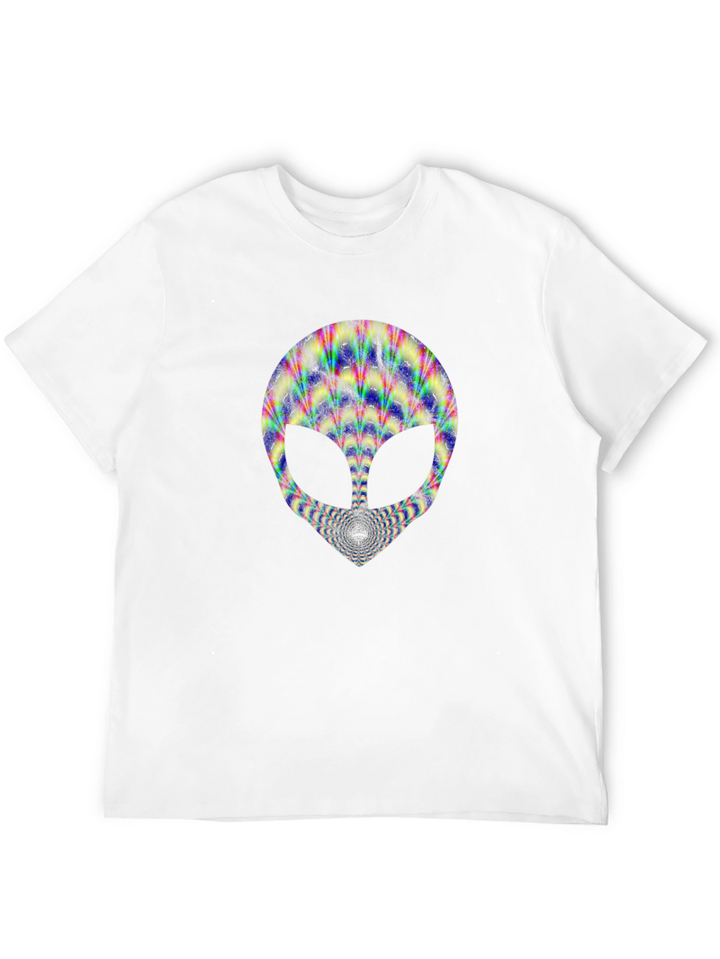 Trippy Alien Head Graphic Tee - Black Cotton T-Shirt