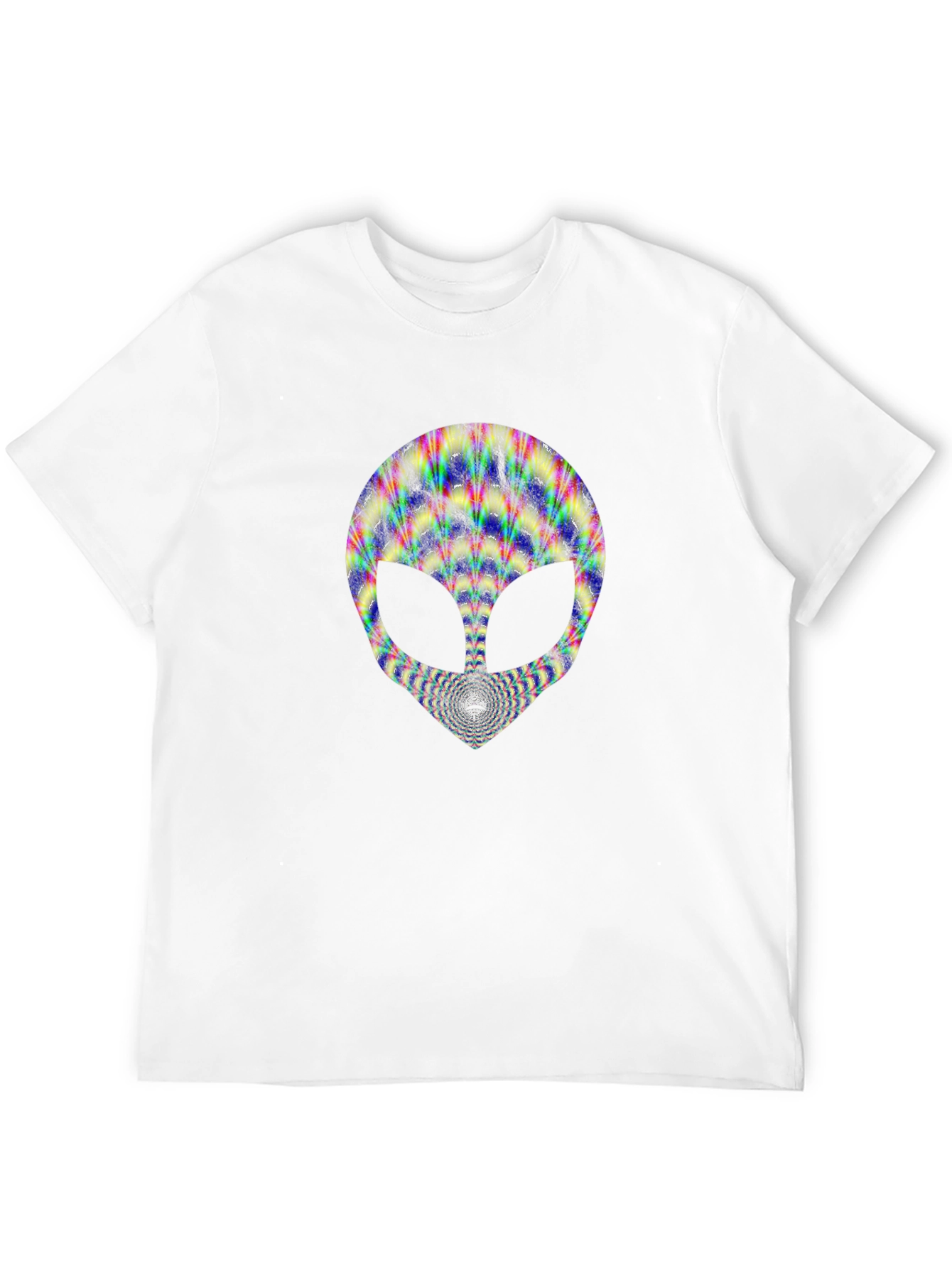 Trippy Alien Head Graphic Tee - Black Cotton T-Shirt