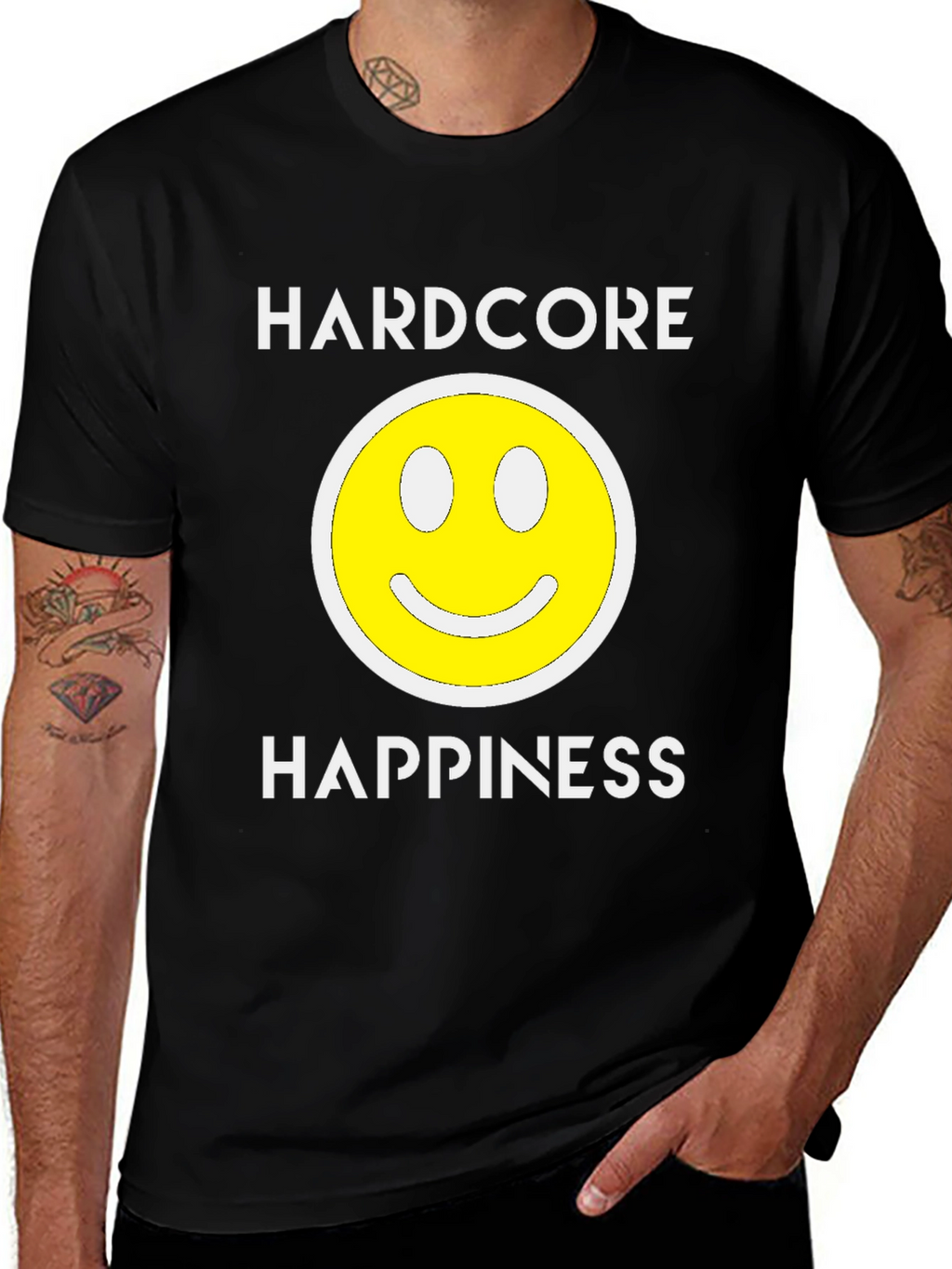 Hardcore Happiness Graphic T-Shirt - Black
