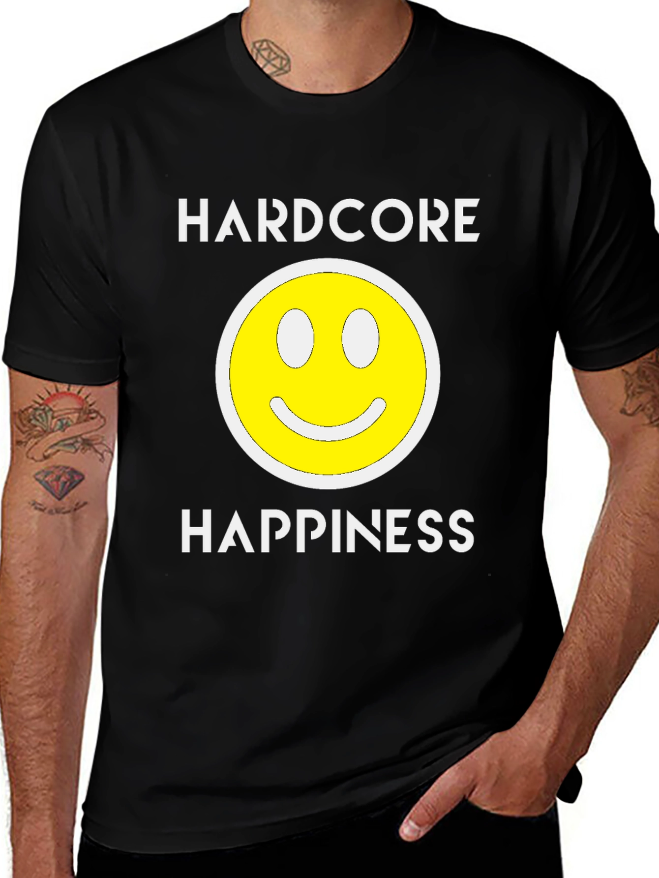 Hardcore Happiness Graphic T-Shirt - Black