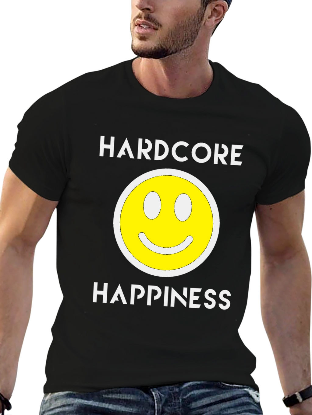 Hardcore Happiness Graphic T-Shirt - Black