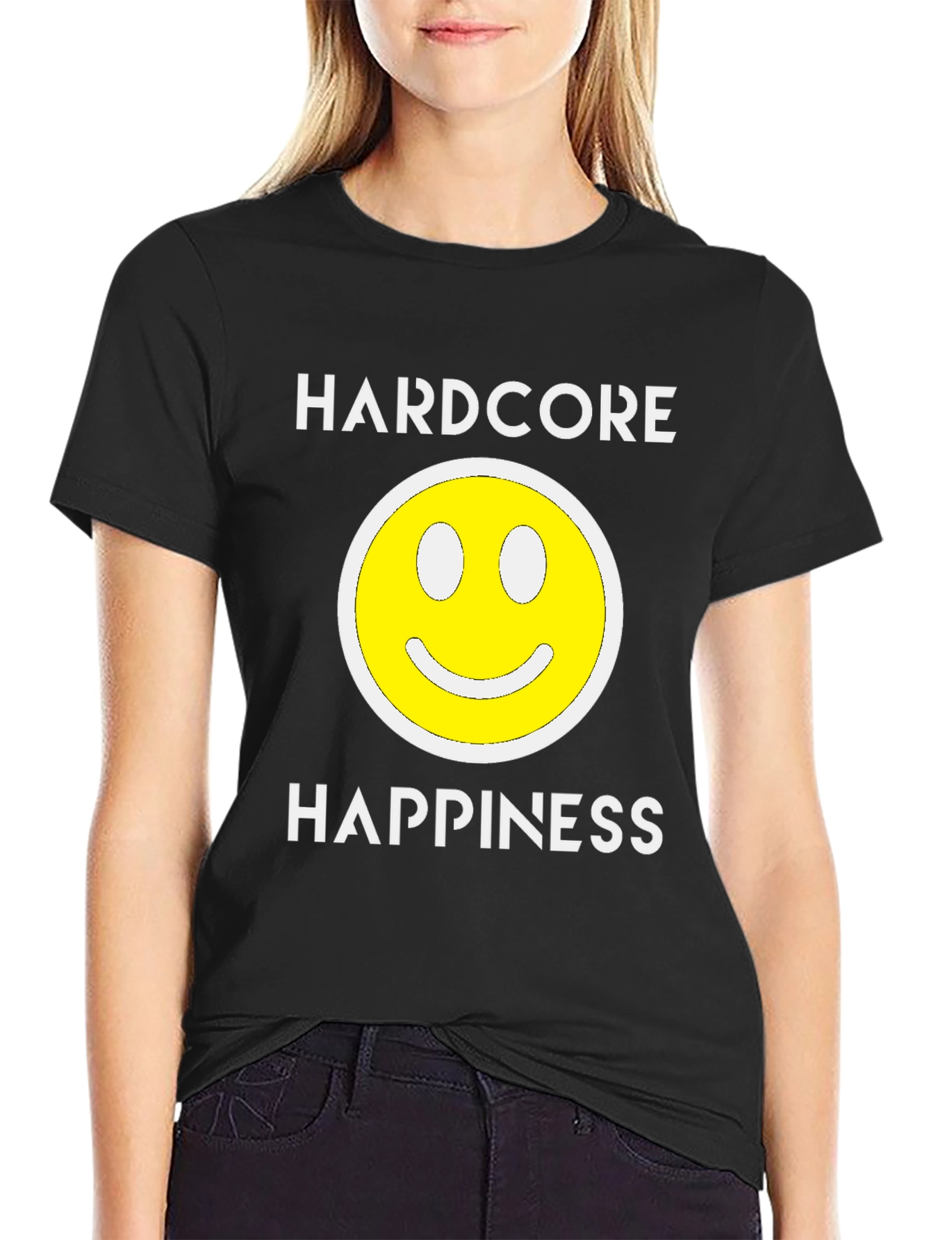 Hardcore Happiness Graphic T-Shirt - Black