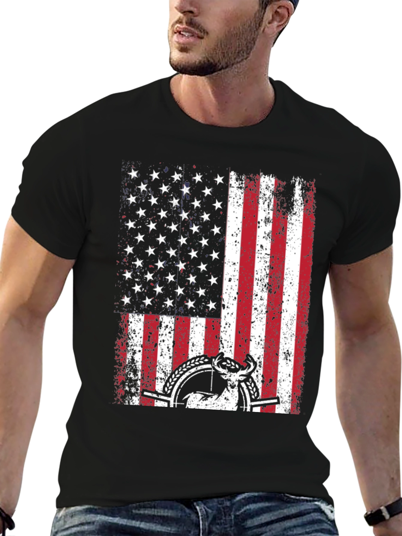 American Flag Deer Hunting Graphic Tee