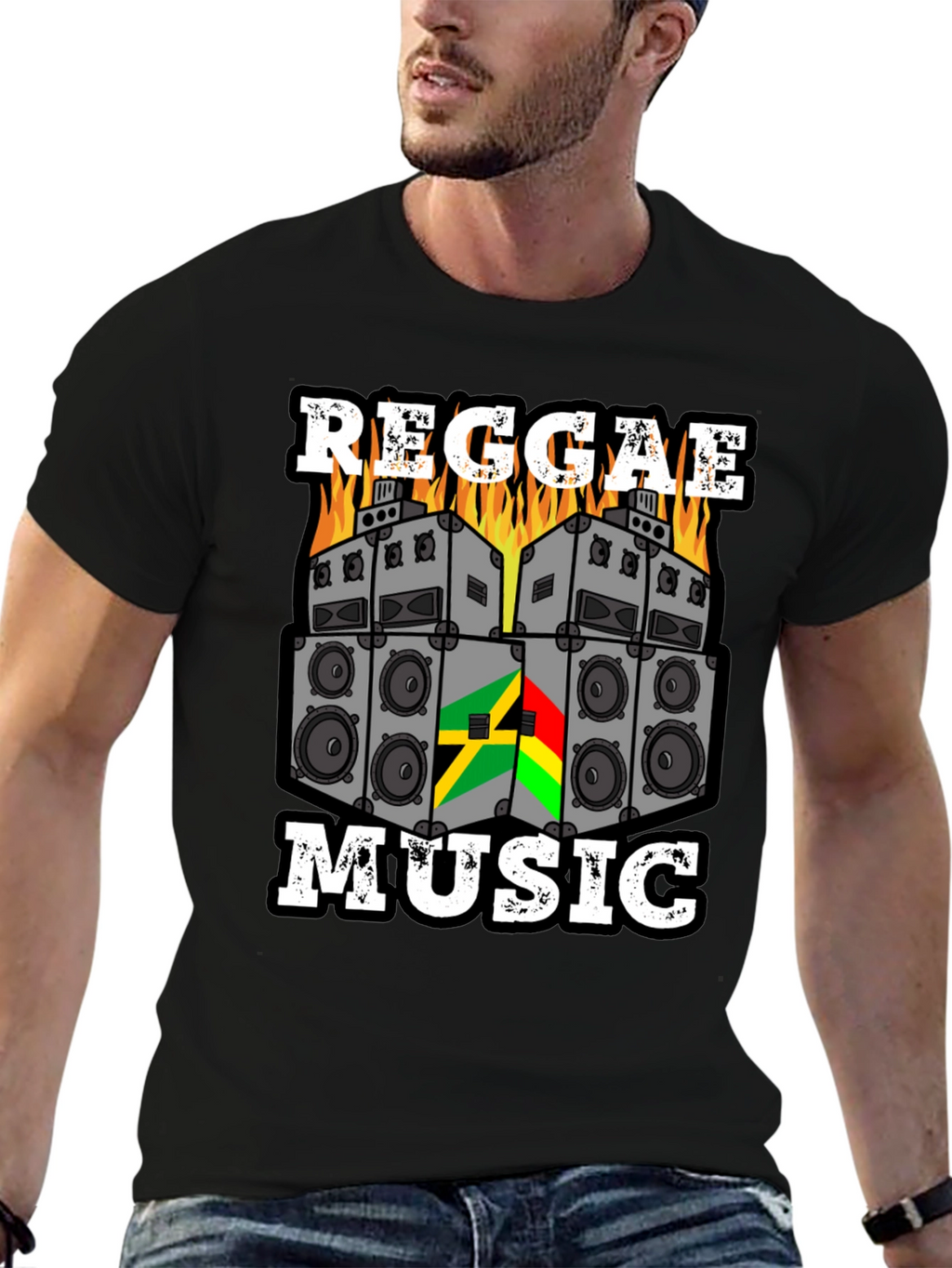Reggae Music Graphic Tee - Black Cotton