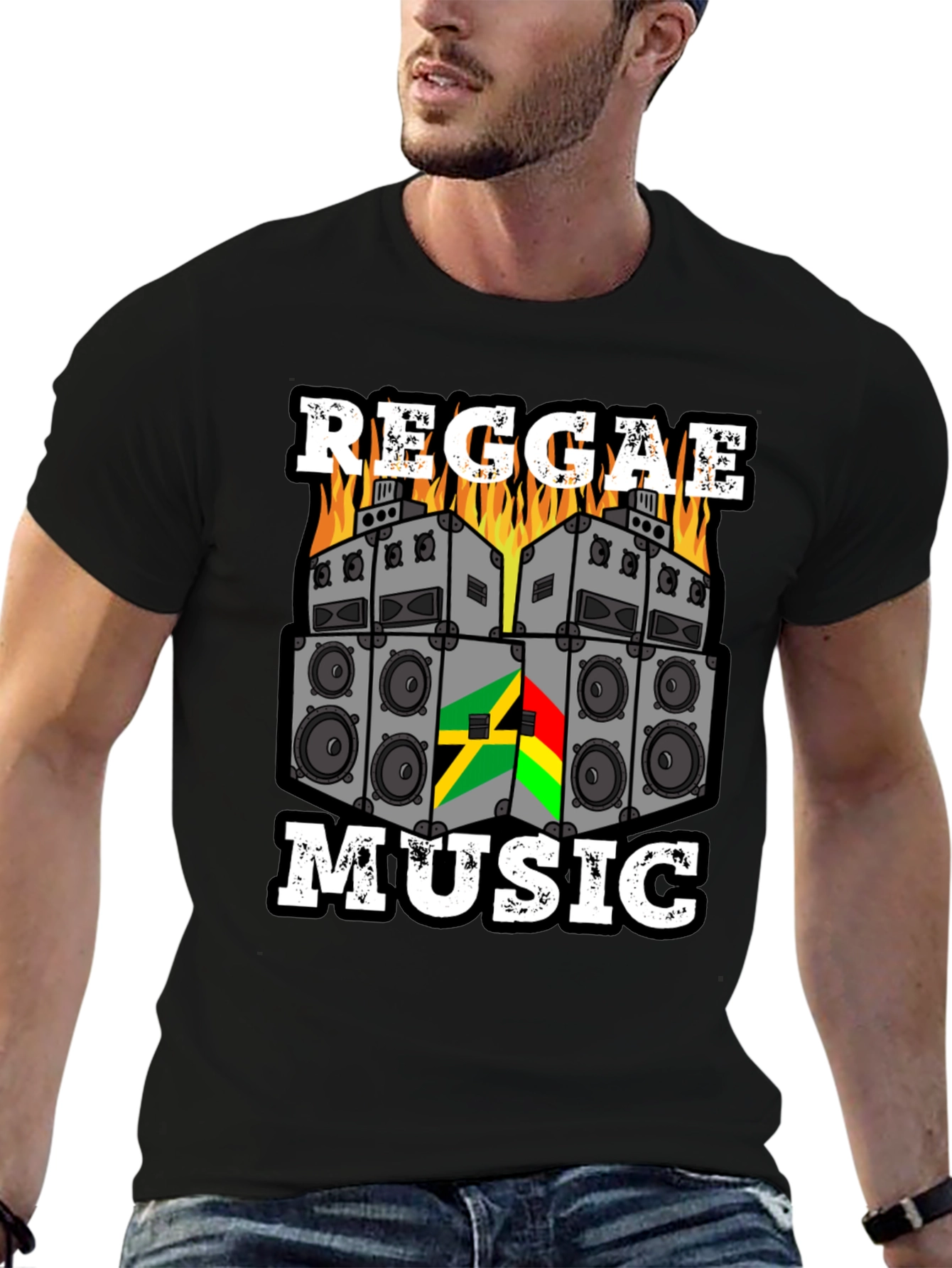 Reggae Music Graphic Tee - Black Cotton