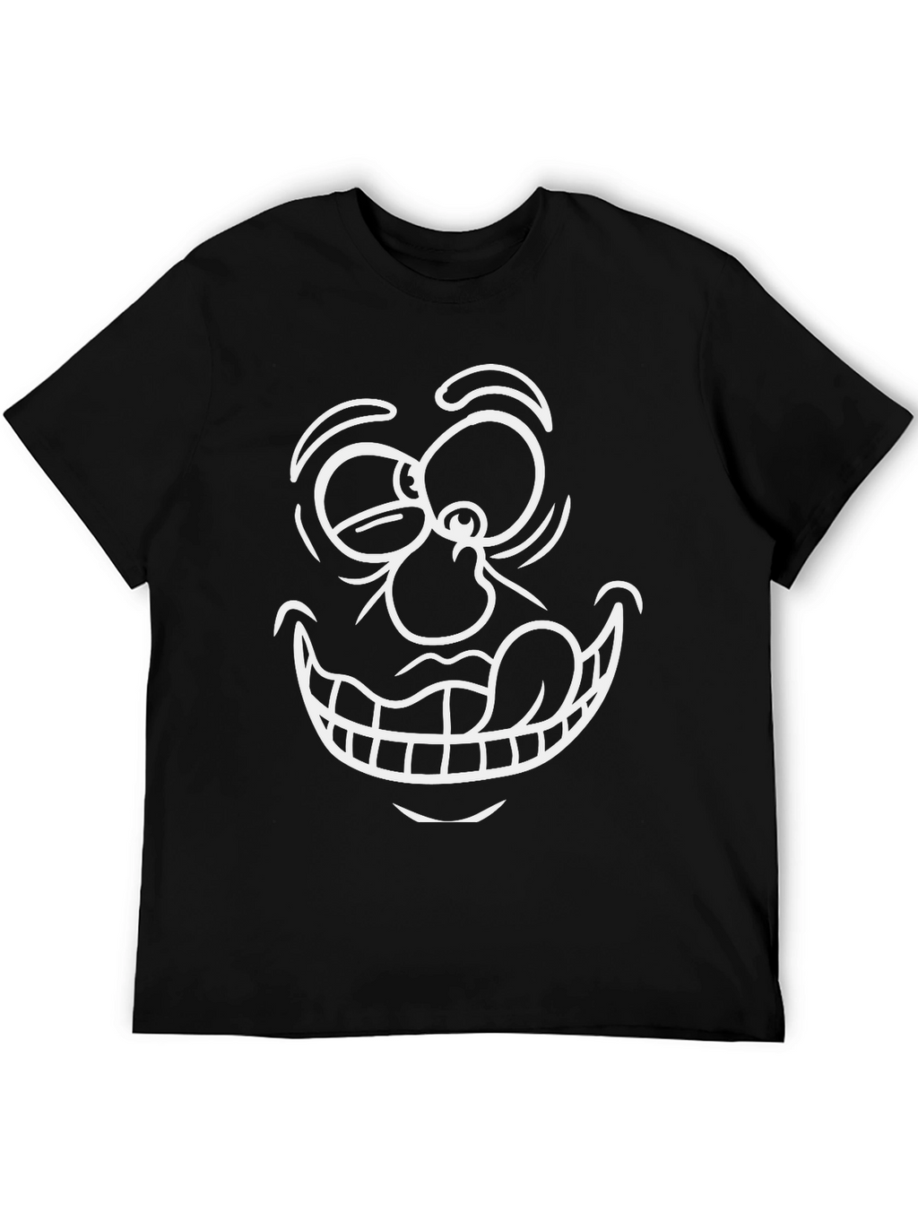Cartoon Face Graphic T-Shirt - Black