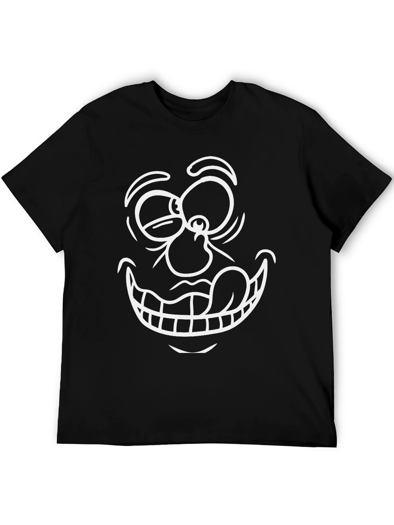 Cartoon Face Graphic T-Shirt - Black
