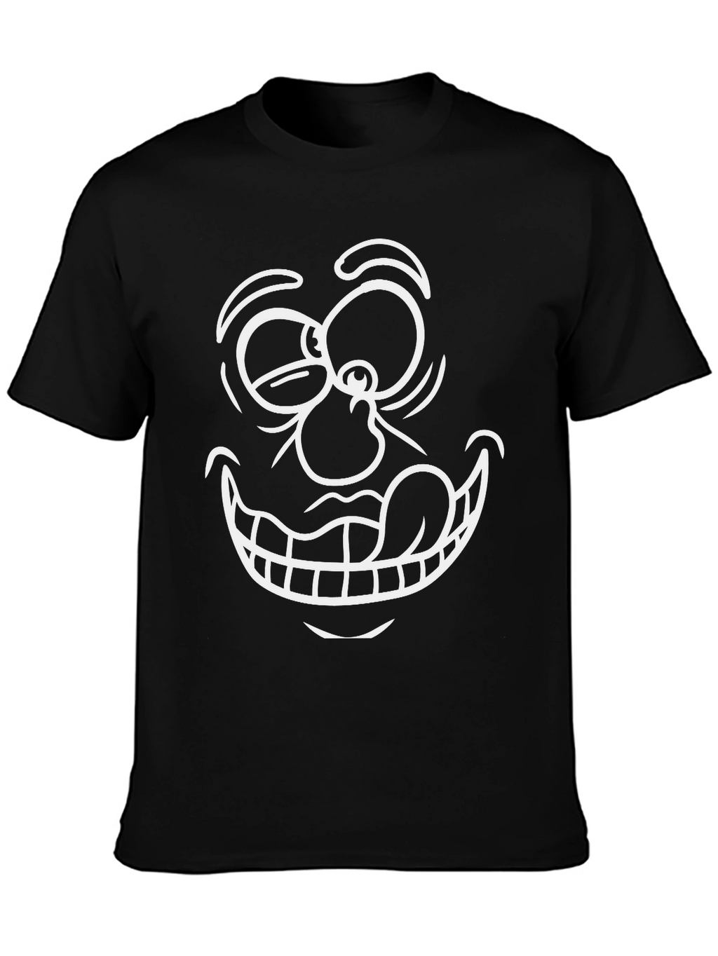 Cartoon Face Graphic T-Shirt - Black