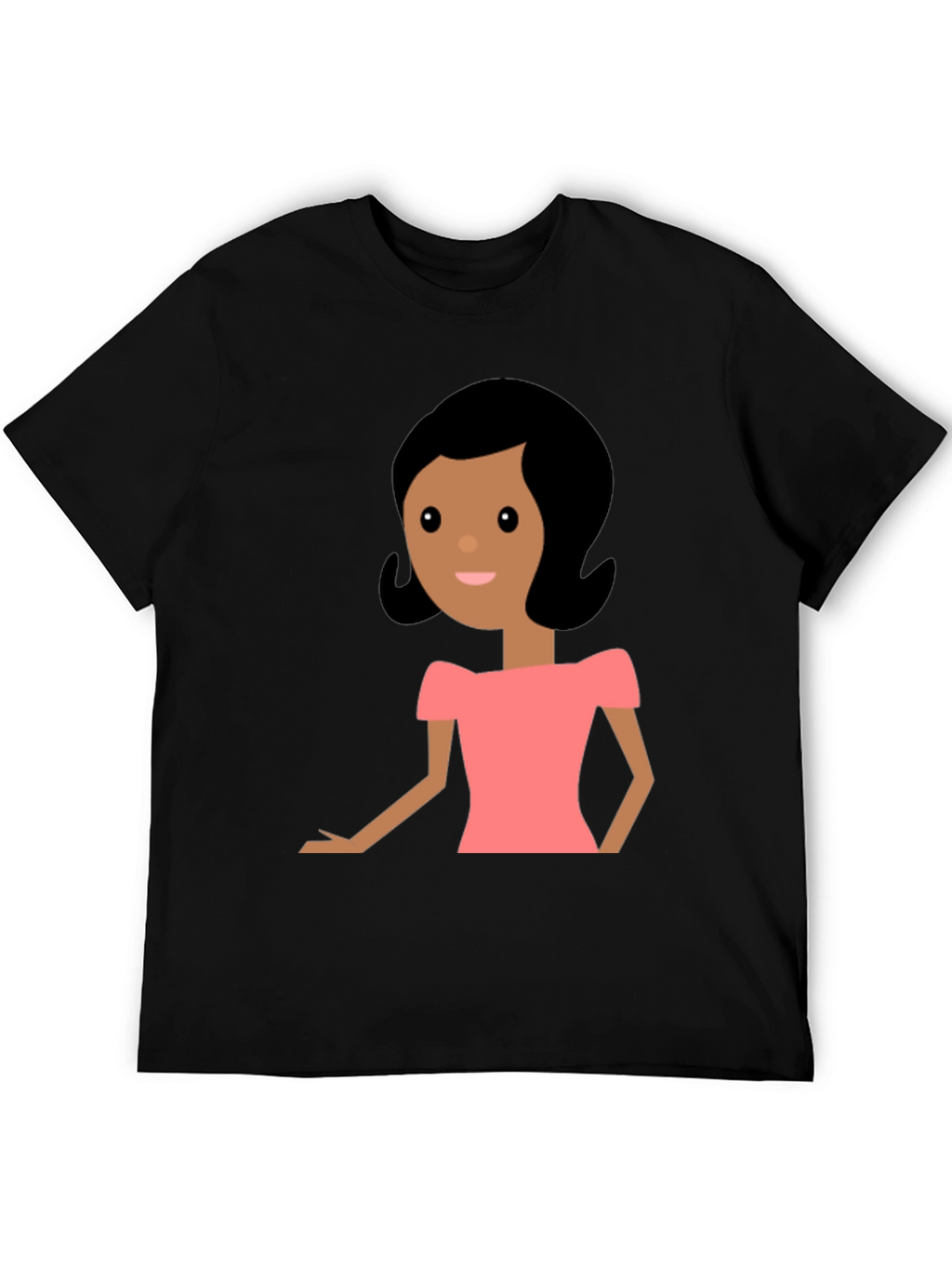 Cartoon Woman Graphic Black T-Shirt