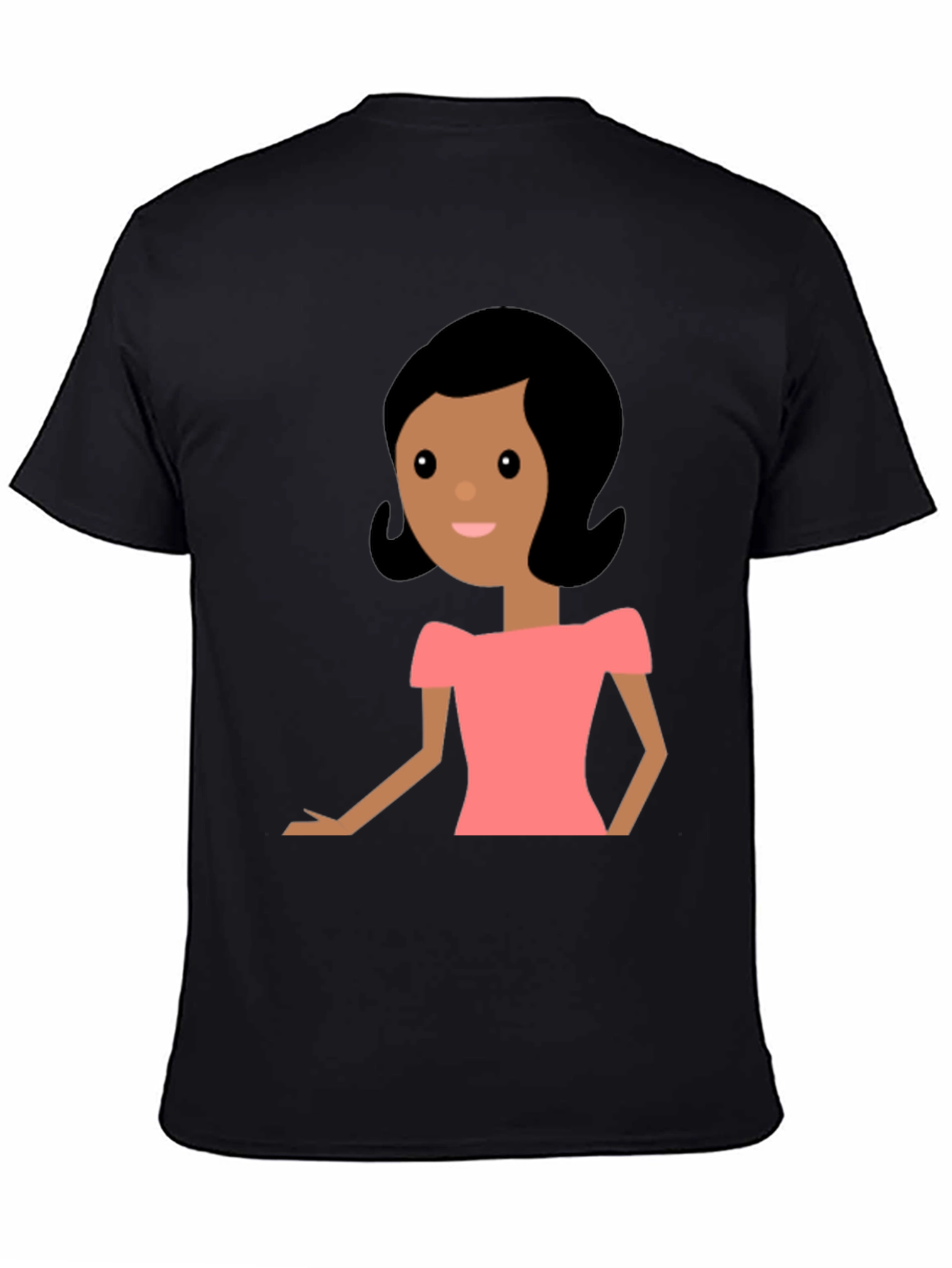 Cartoon Woman Graphic Black T-Shirt