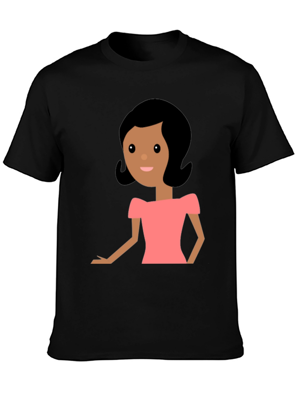 Cartoon Woman Graphic Black T-Shirt
