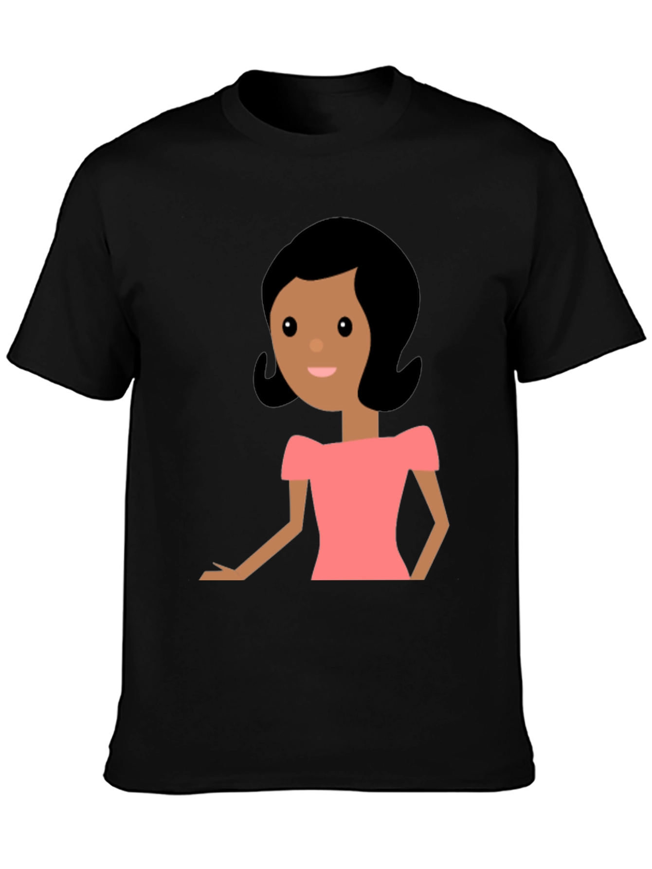 Cartoon Woman Graphic Black T-Shirt