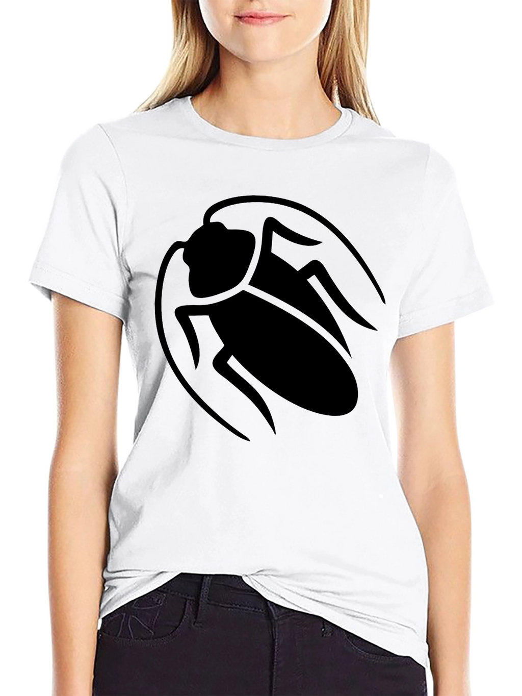 Black Roach Graphic Tee - Bold Insect Design