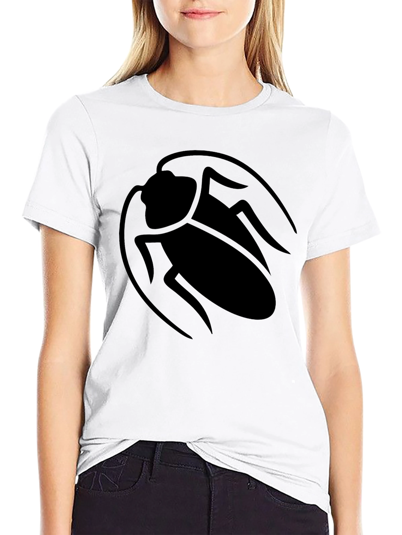Black Roach Graphic Tee - Bold Insect Design