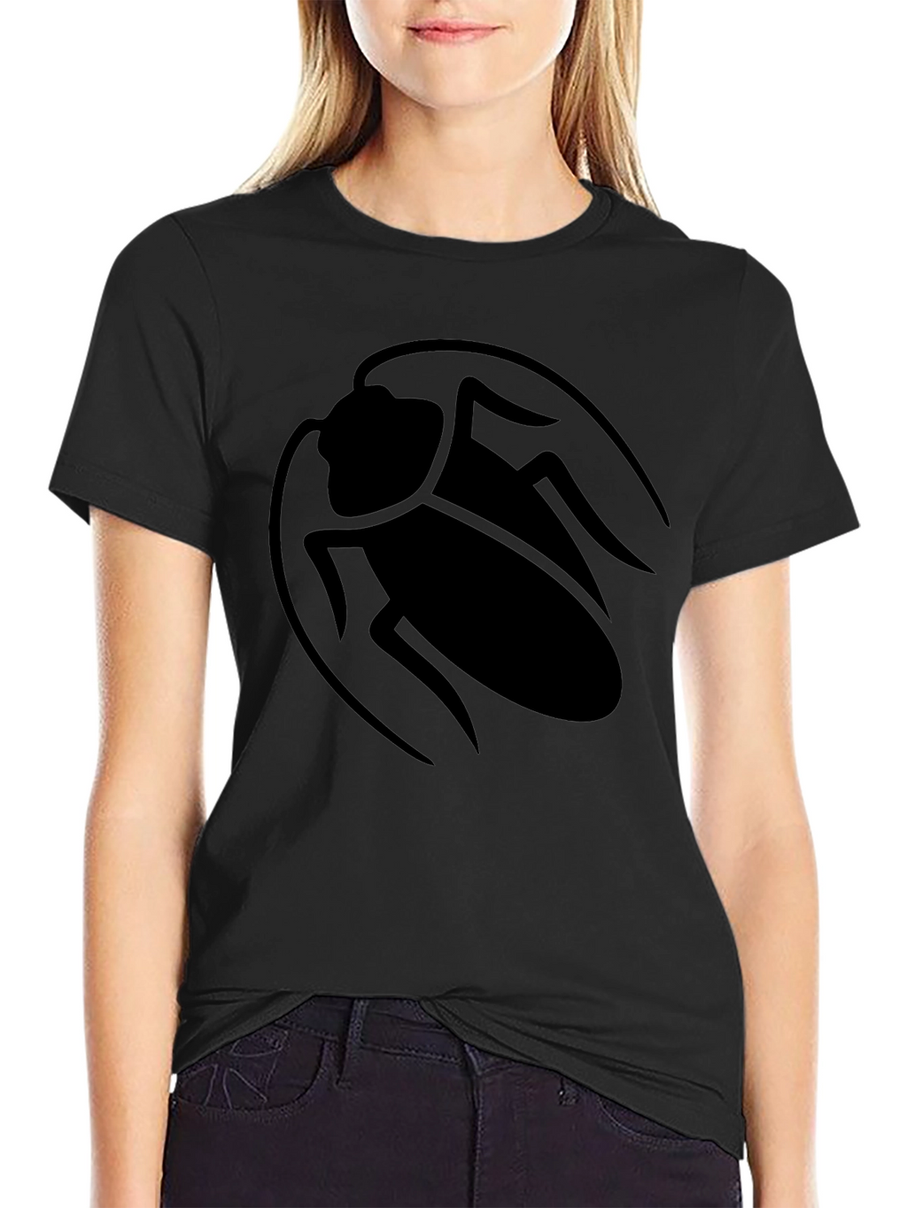 Black Roach Graphic Tee - Bold Insect Design