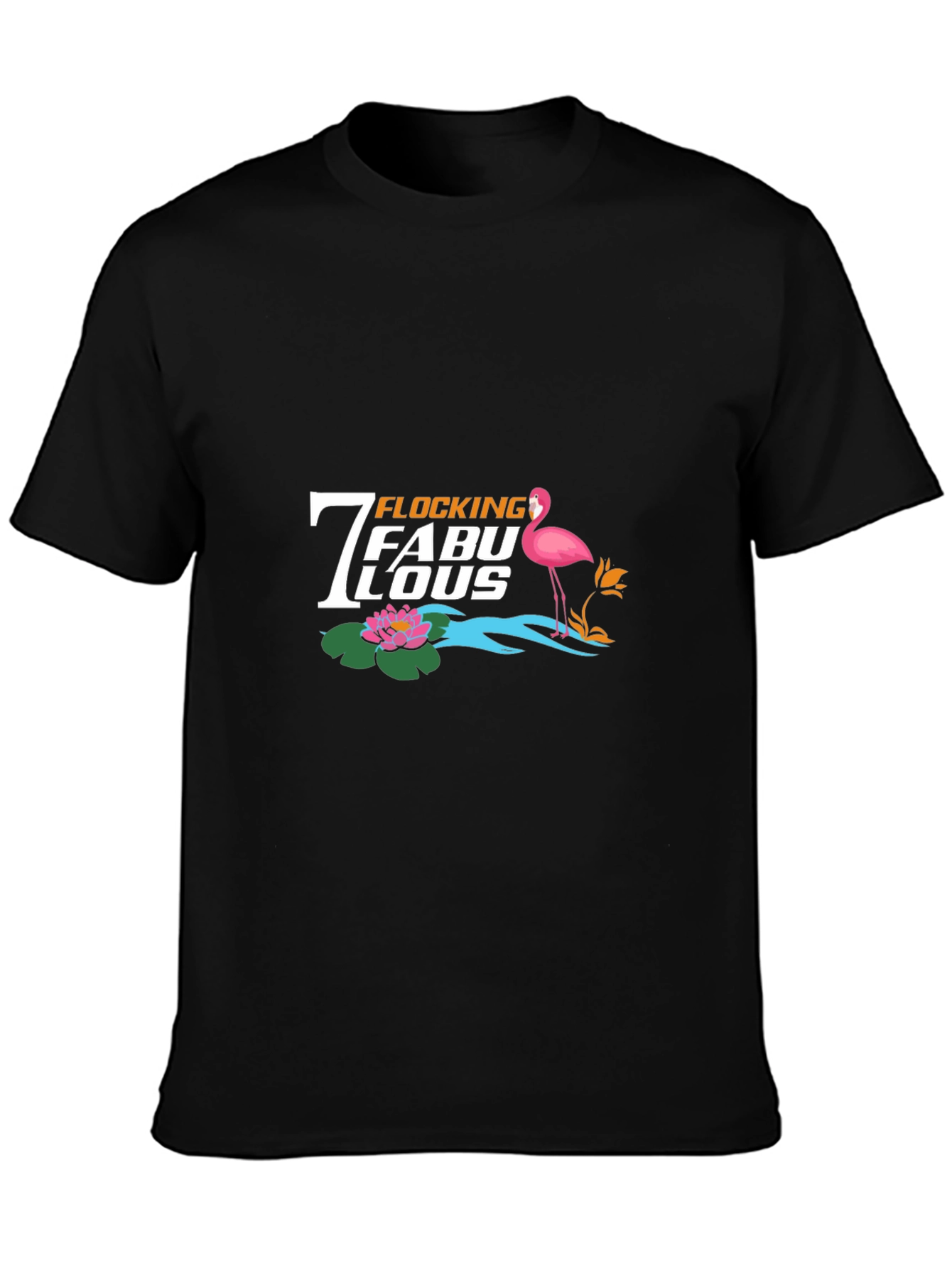 Flocking Fabulous Flamingo Graphic Tee - Black