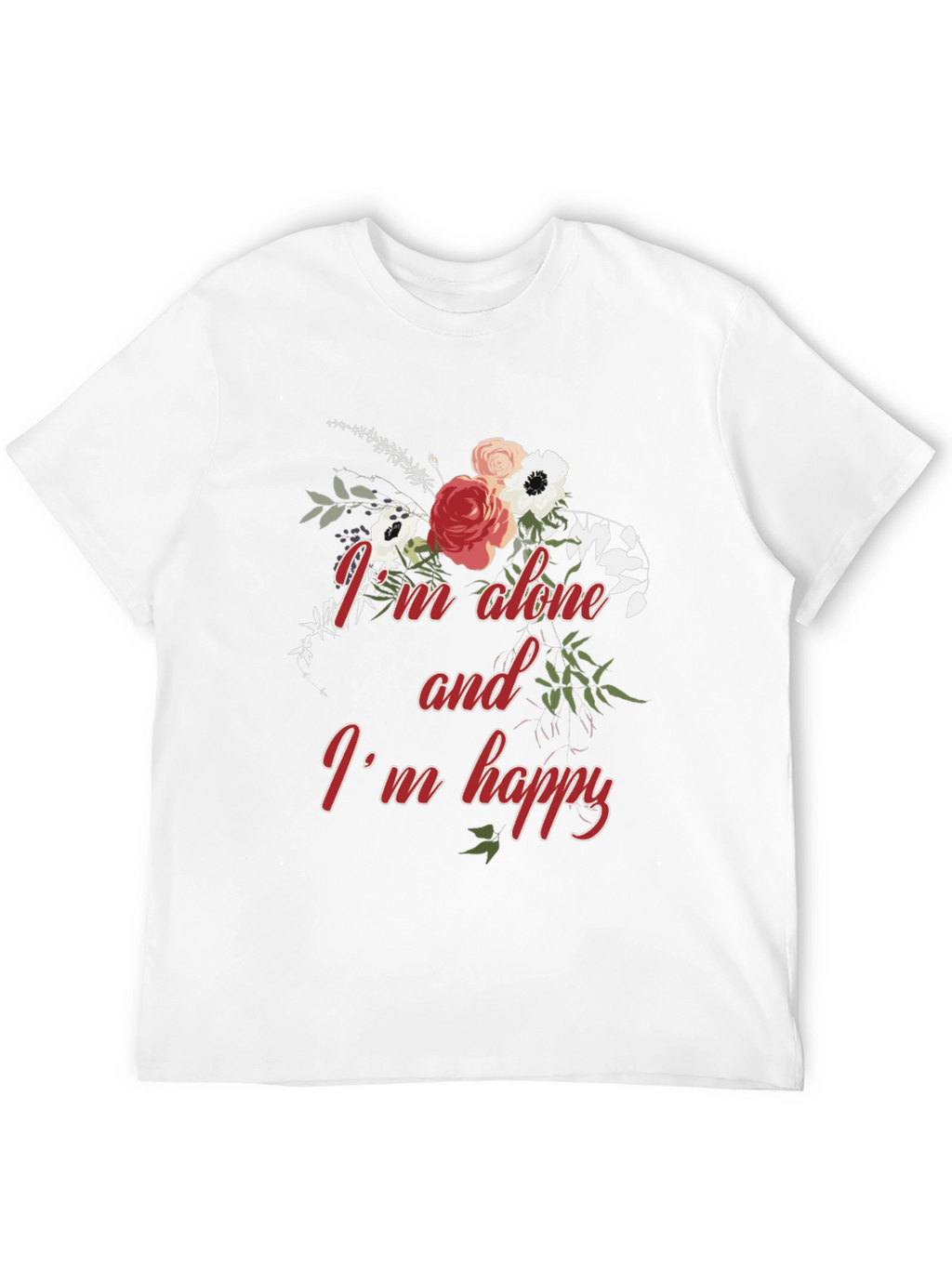 Alone and Happy Floral Graphic Tee - Black