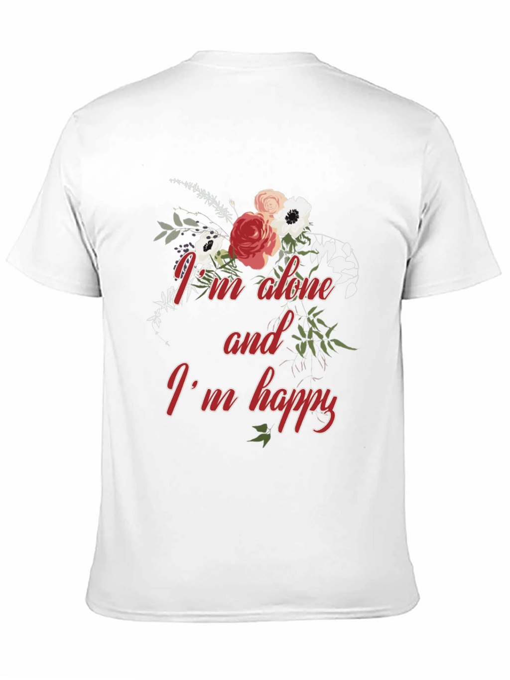 Alone and Happy Floral Graphic Tee - Black