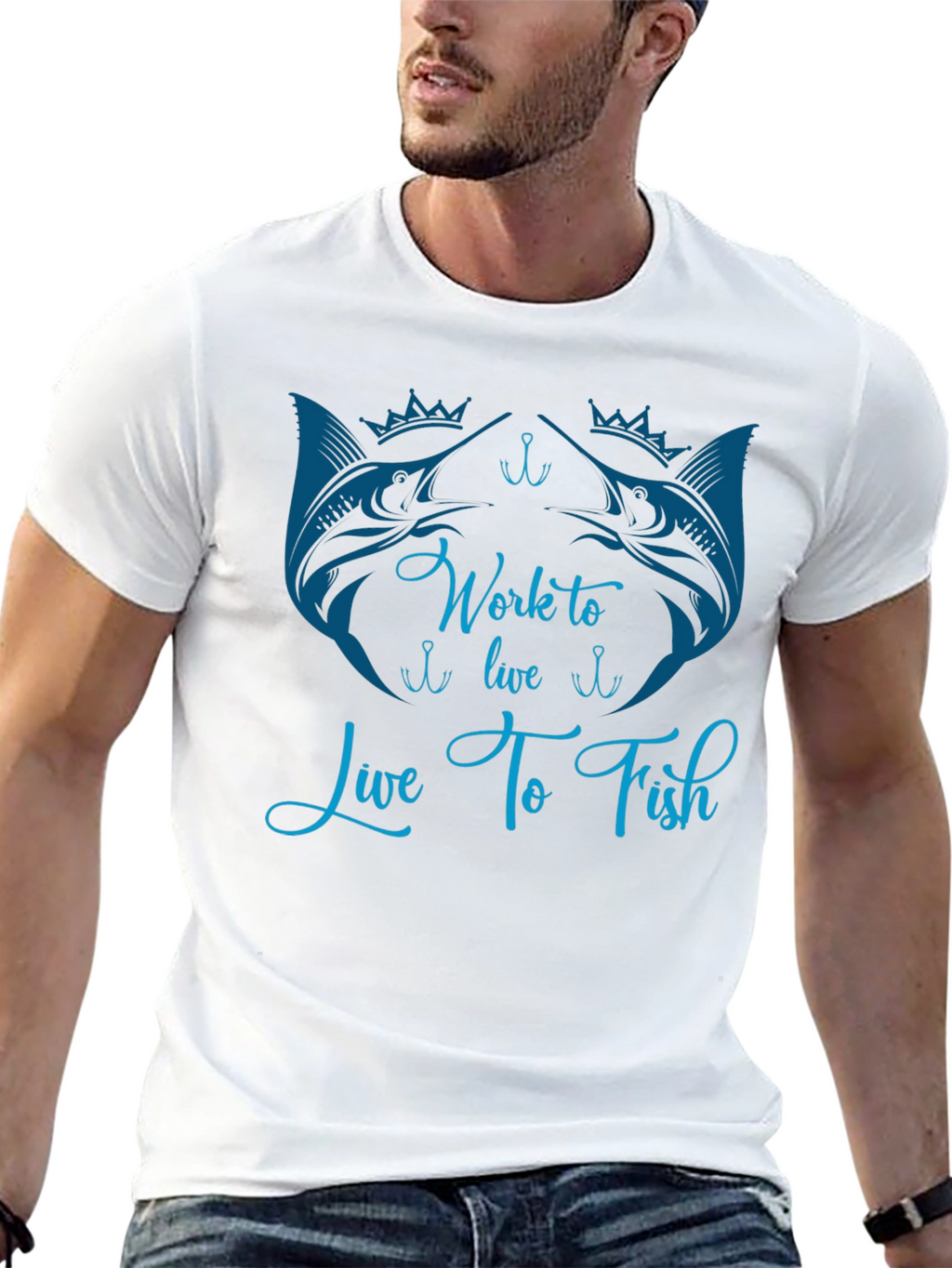 Work to Live Live to Fish Black T-Shirt