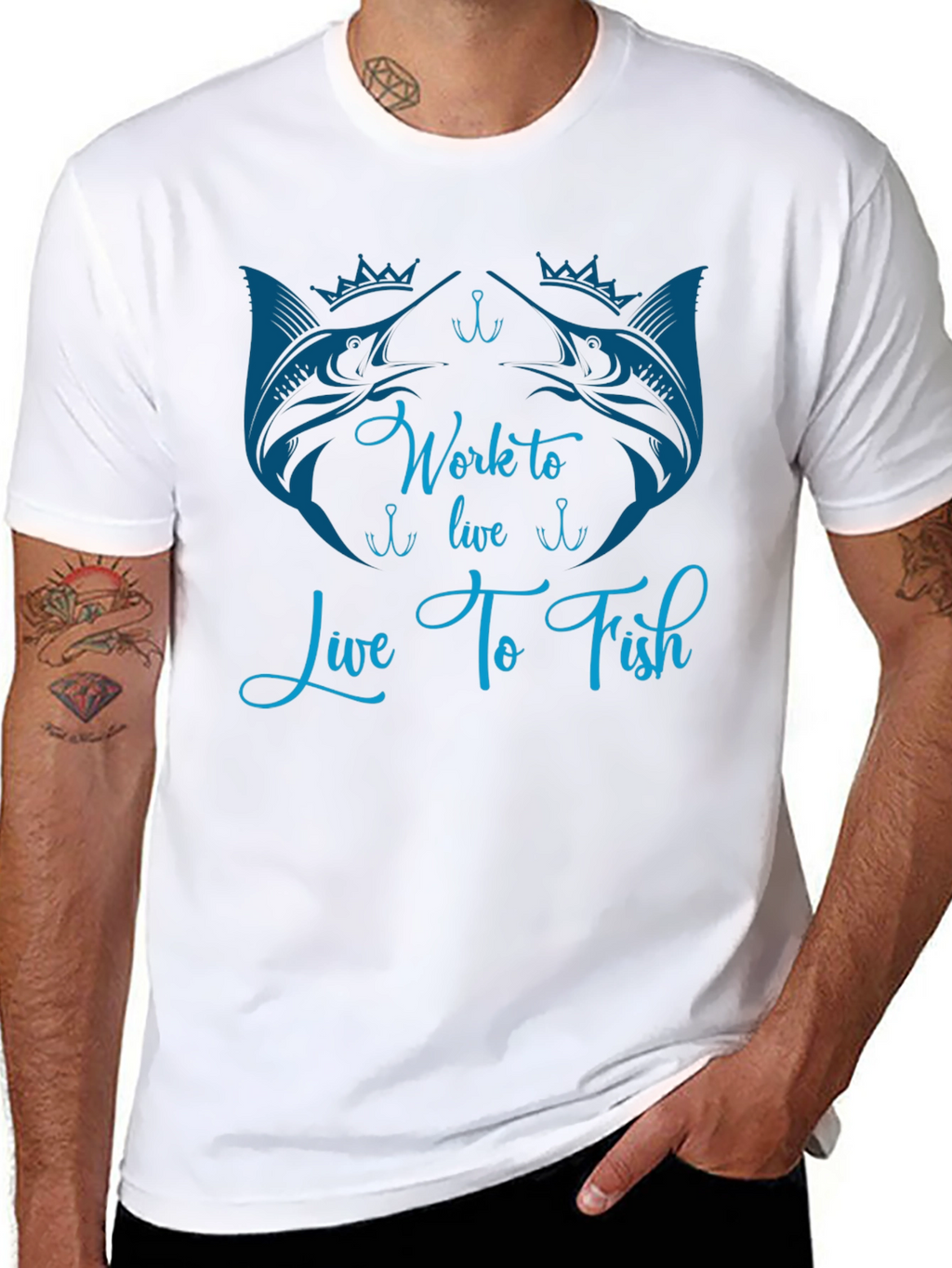 Work to Live Live to Fish Black T-Shirt