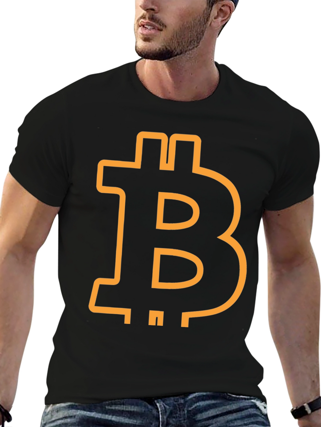 Bitcoin Symbol Graphic Tee - Black Cotton Blend