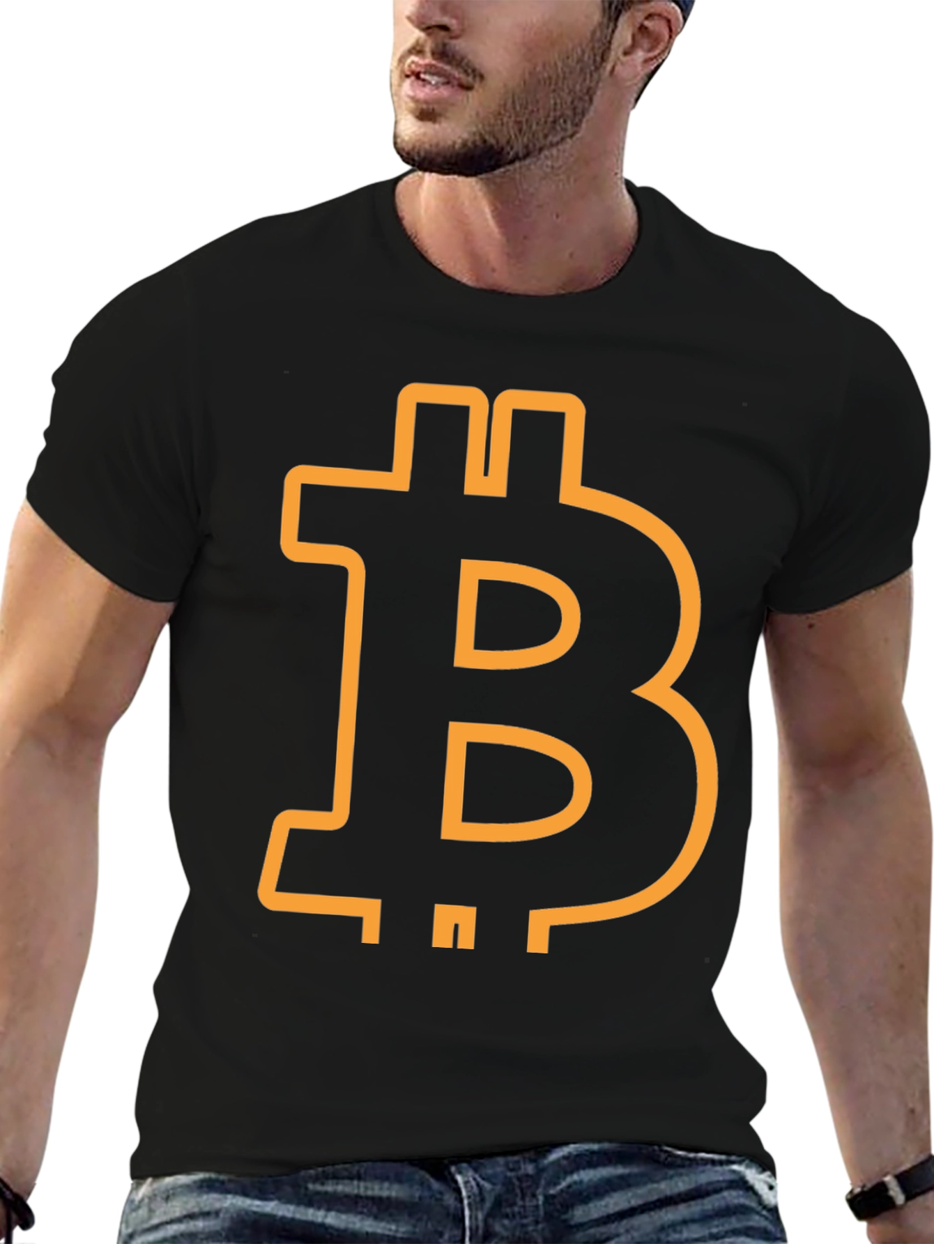 Bitcoin Symbol Graphic Tee - Black Cotton Blend