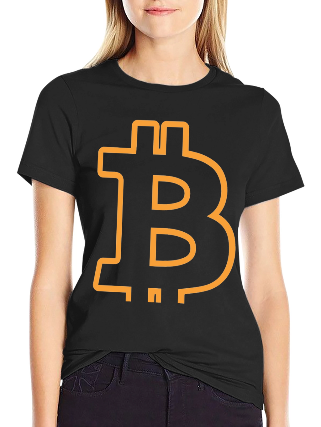 Bitcoin Symbol Graphic Tee - Black Cotton Blend