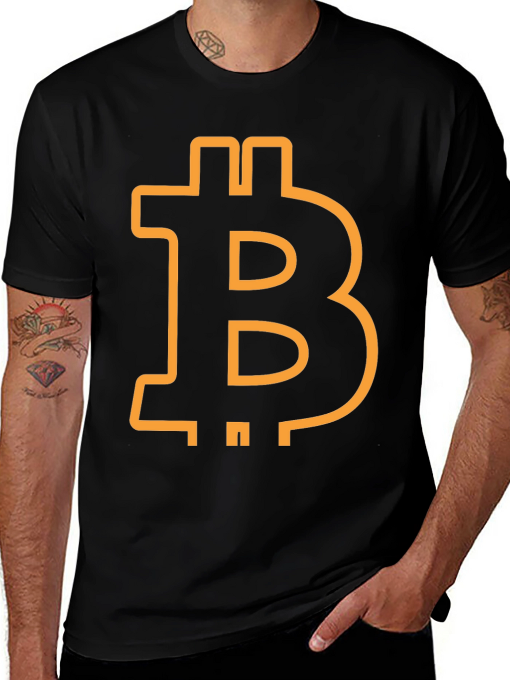 Bitcoin Symbol Graphic Tee - Black Cotton Blend