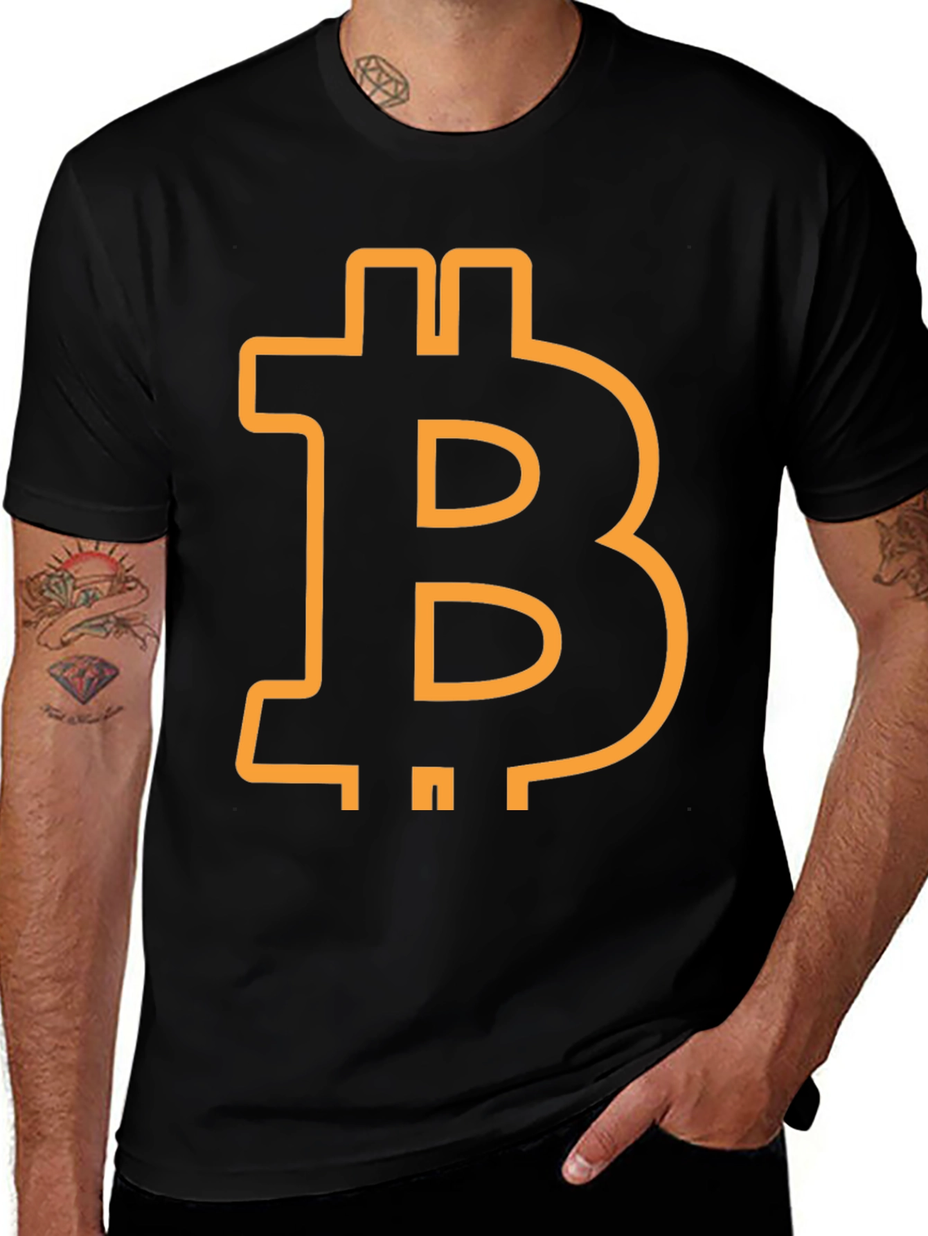 Bitcoin Symbol Graphic Tee - Black Cotton Blend
