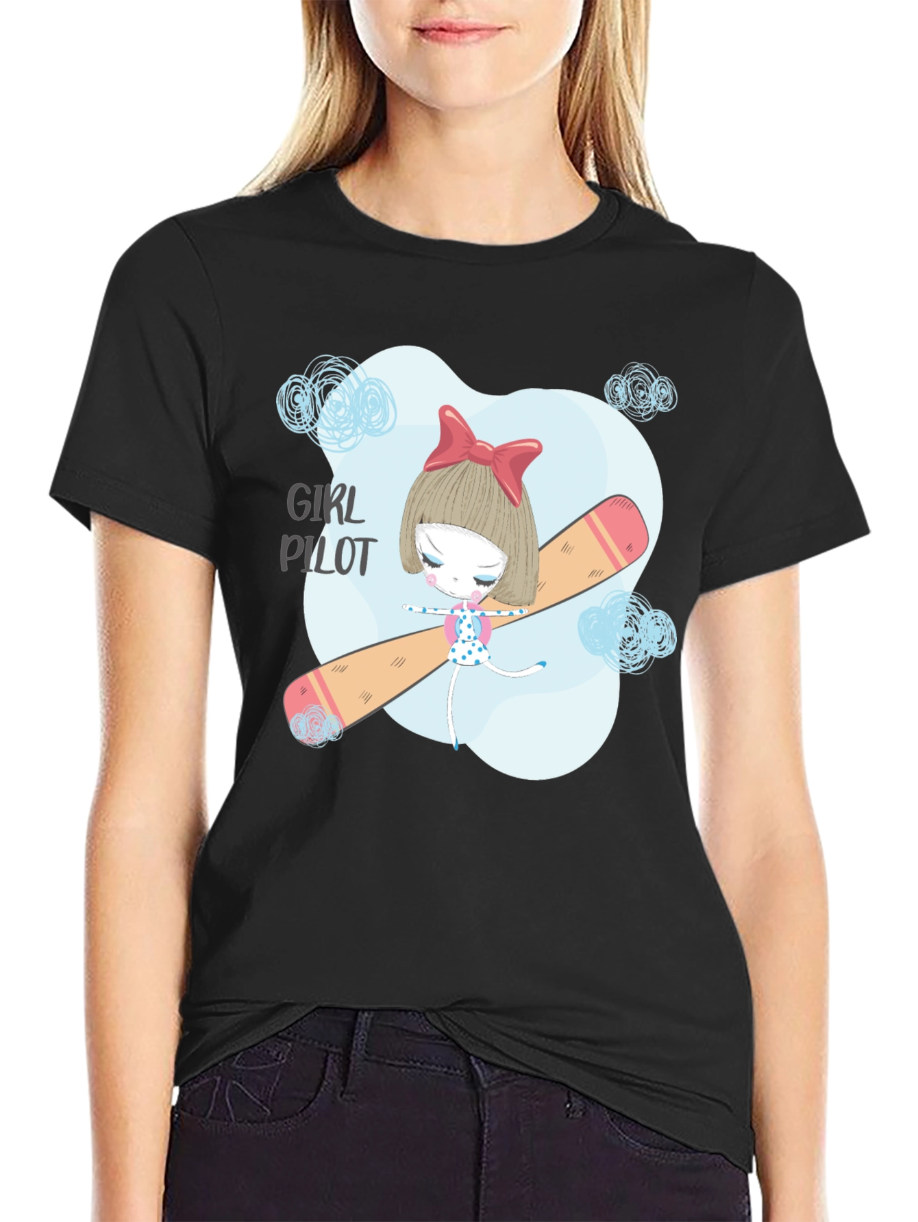 Girl Pilot Tee - Cute Graphic Design