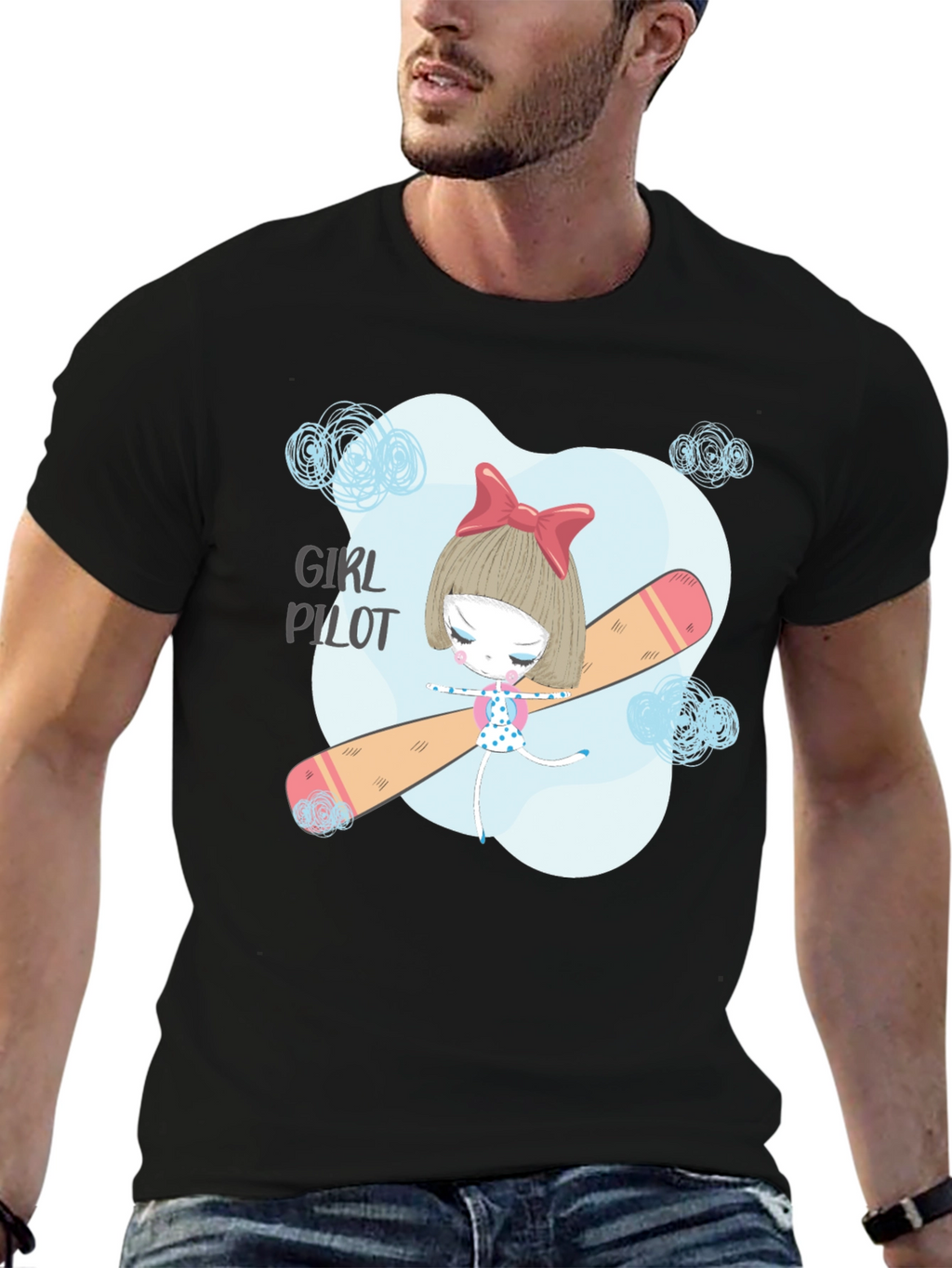 Girl Pilot Tee - Cute Graphic Design