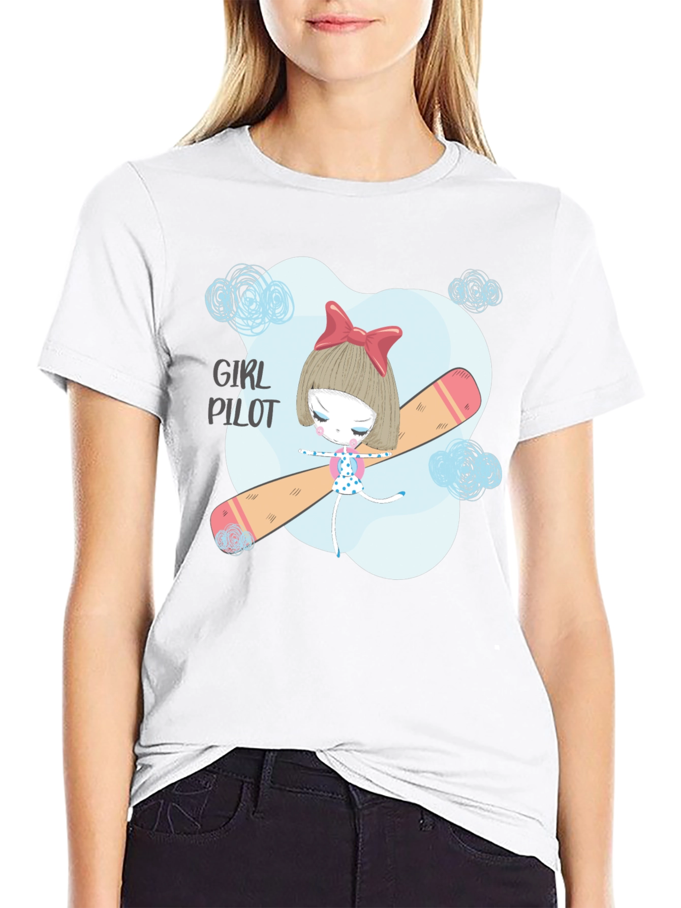 Girl Pilot Tee - Cute Graphic Design
