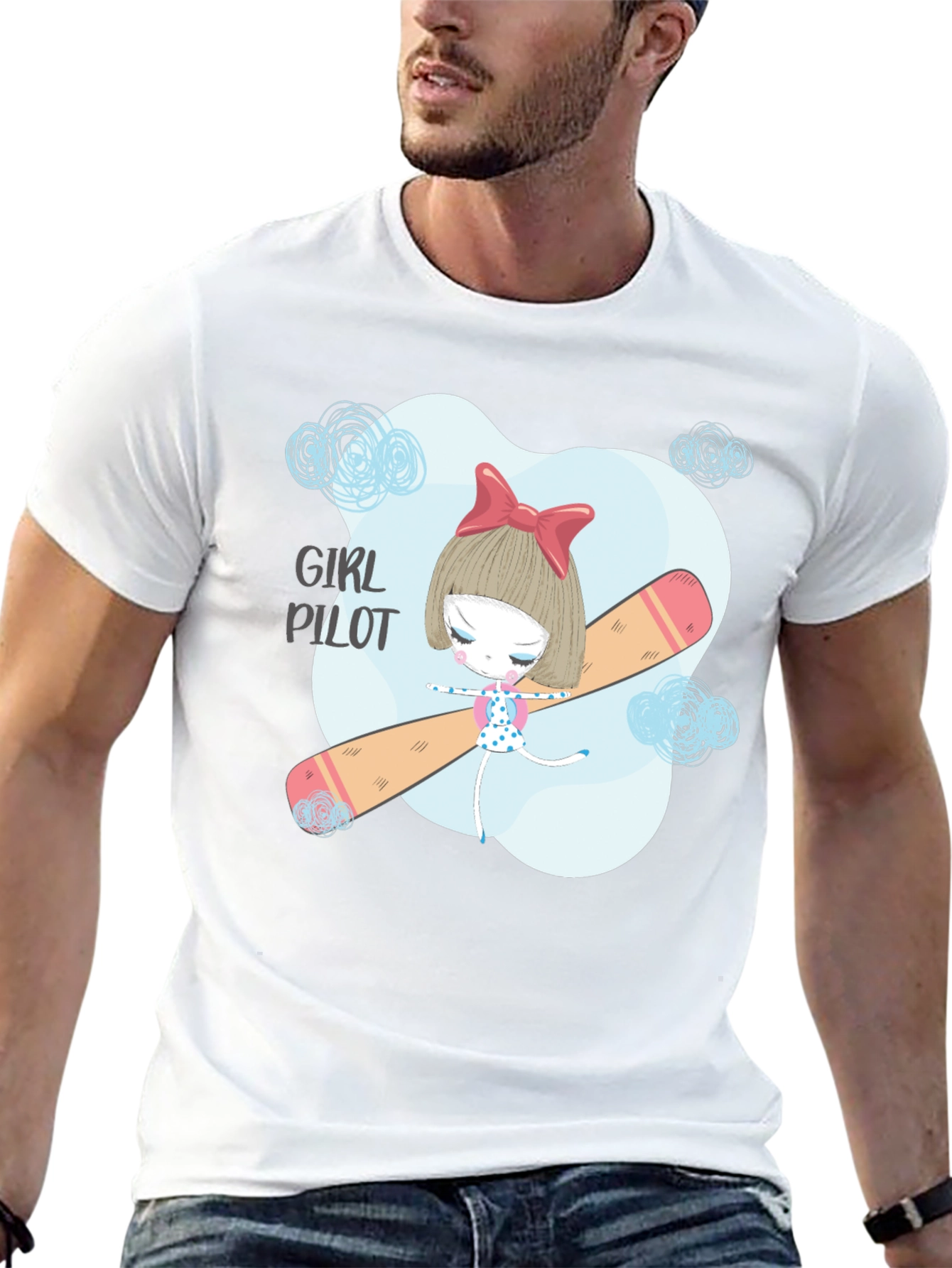 Girl Pilot Tee - Cute Graphic Design
