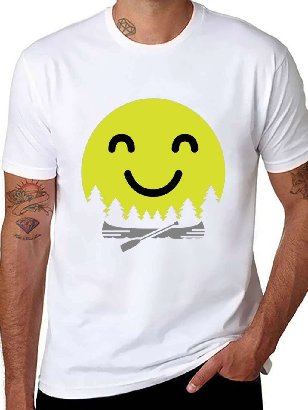 Smiley Face Camping T-Shirt - Adventure Awaits!