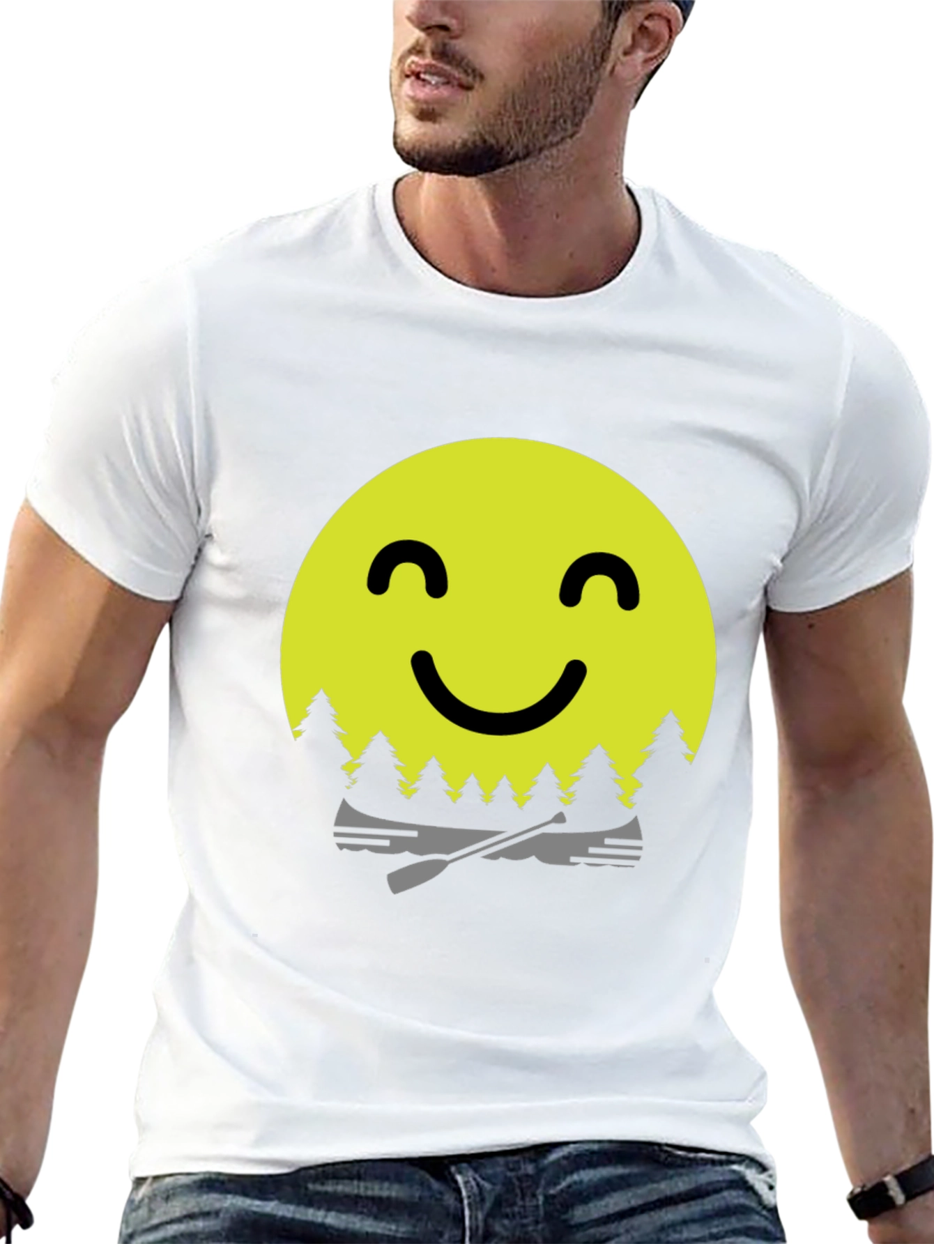 Smiley Face Camping T-Shirt - Adventure Awaits!