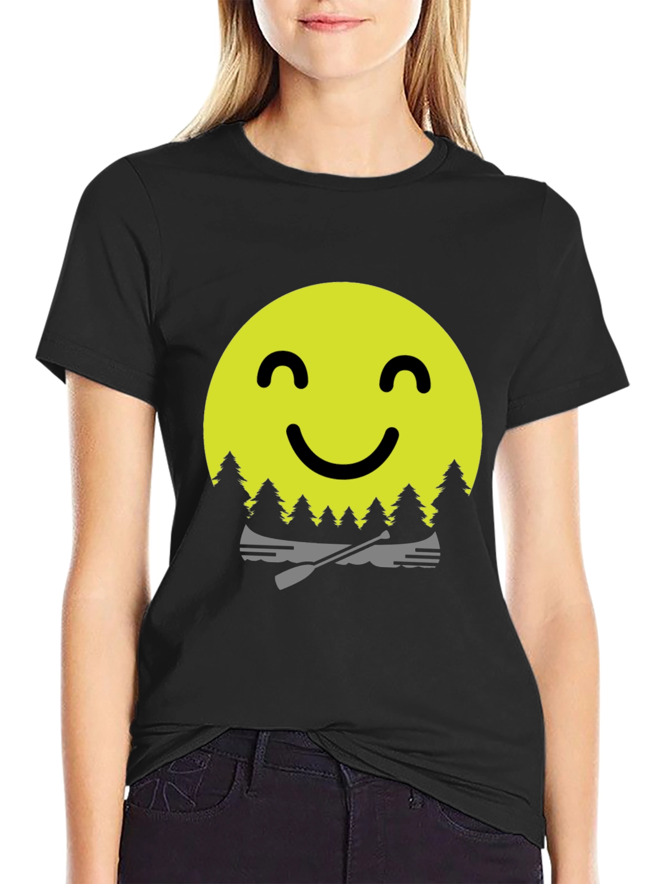 Smiley Face Camping T-Shirt - Adventure Awaits!