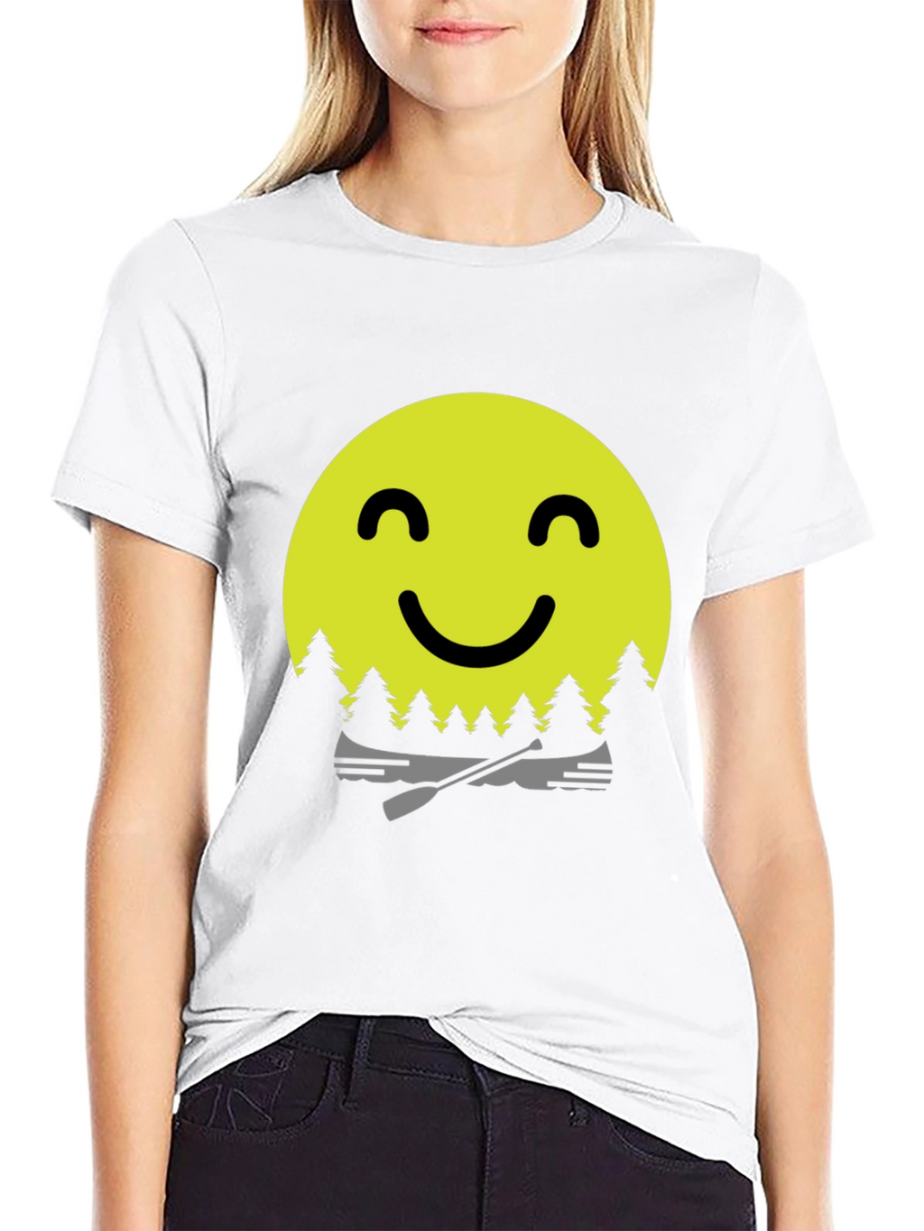 Smiley Face Camping T-Shirt - Adventure Awaits!