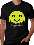 Smiley Face Camping T-Shirt - Adventure Awaits!