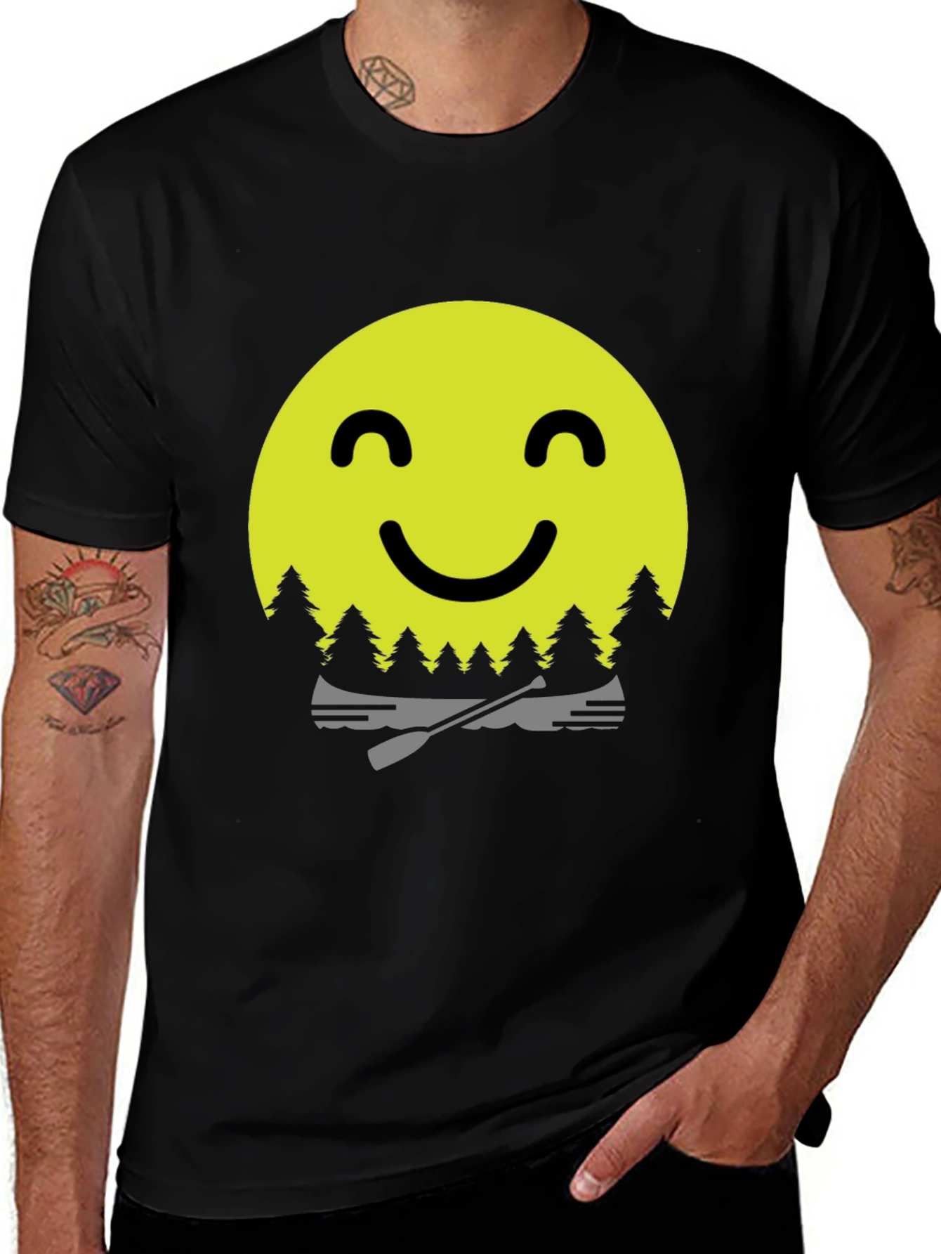 Smiley Face Camping T-Shirt - Adventure Awaits!