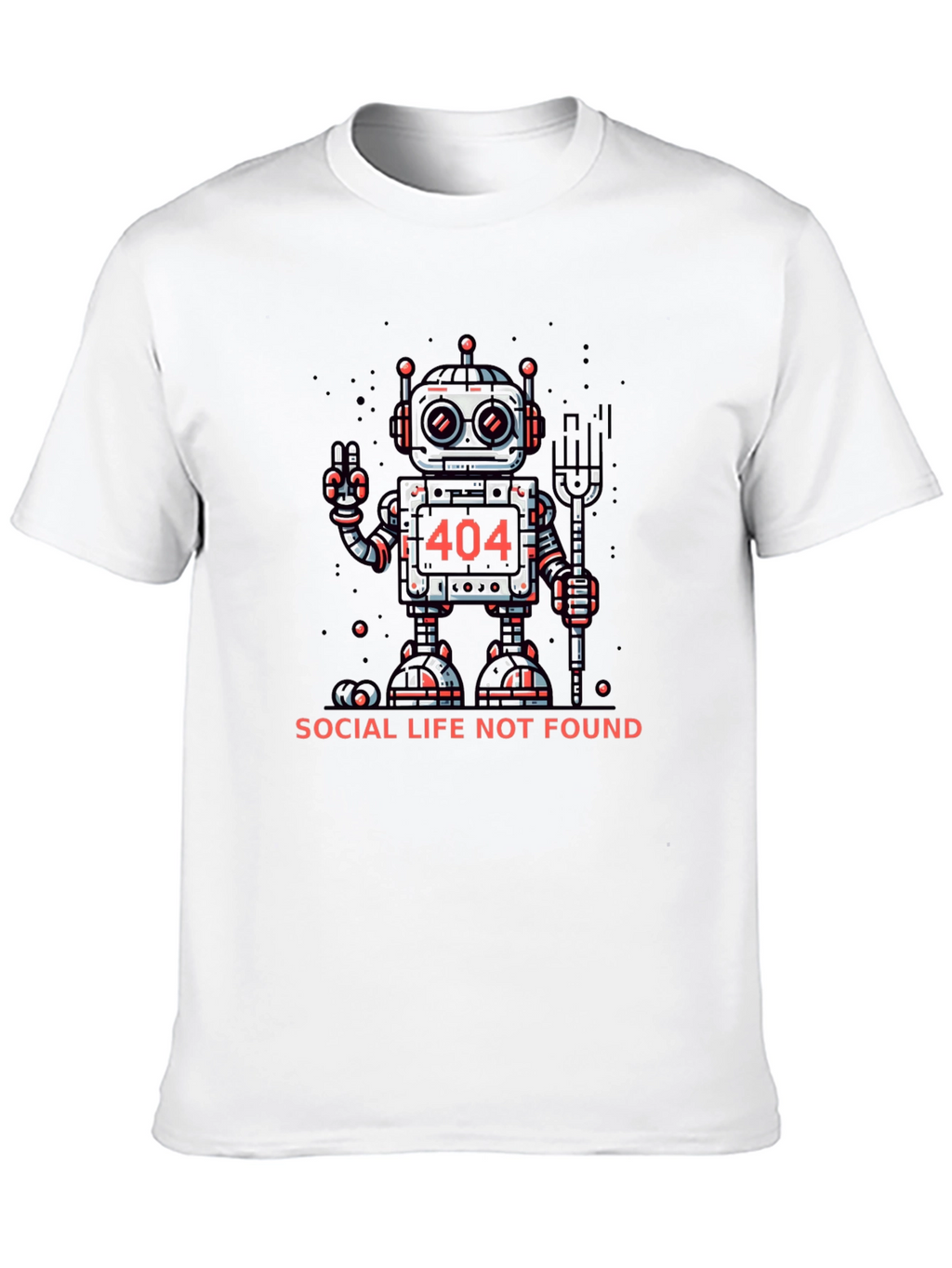 404 Social Life Not Found Robot Graphic T-Shirt