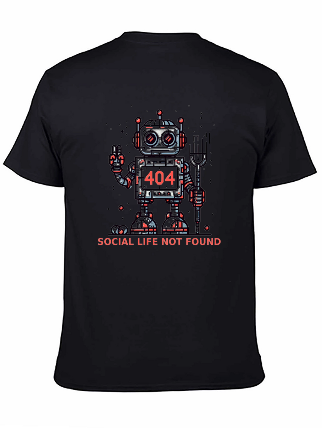 404 Social Life Not Found Robot Graphic T-Shirt
