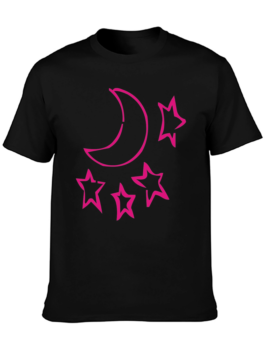 Moon & Stars Graphic Tee - Black Cotton T-Shirt