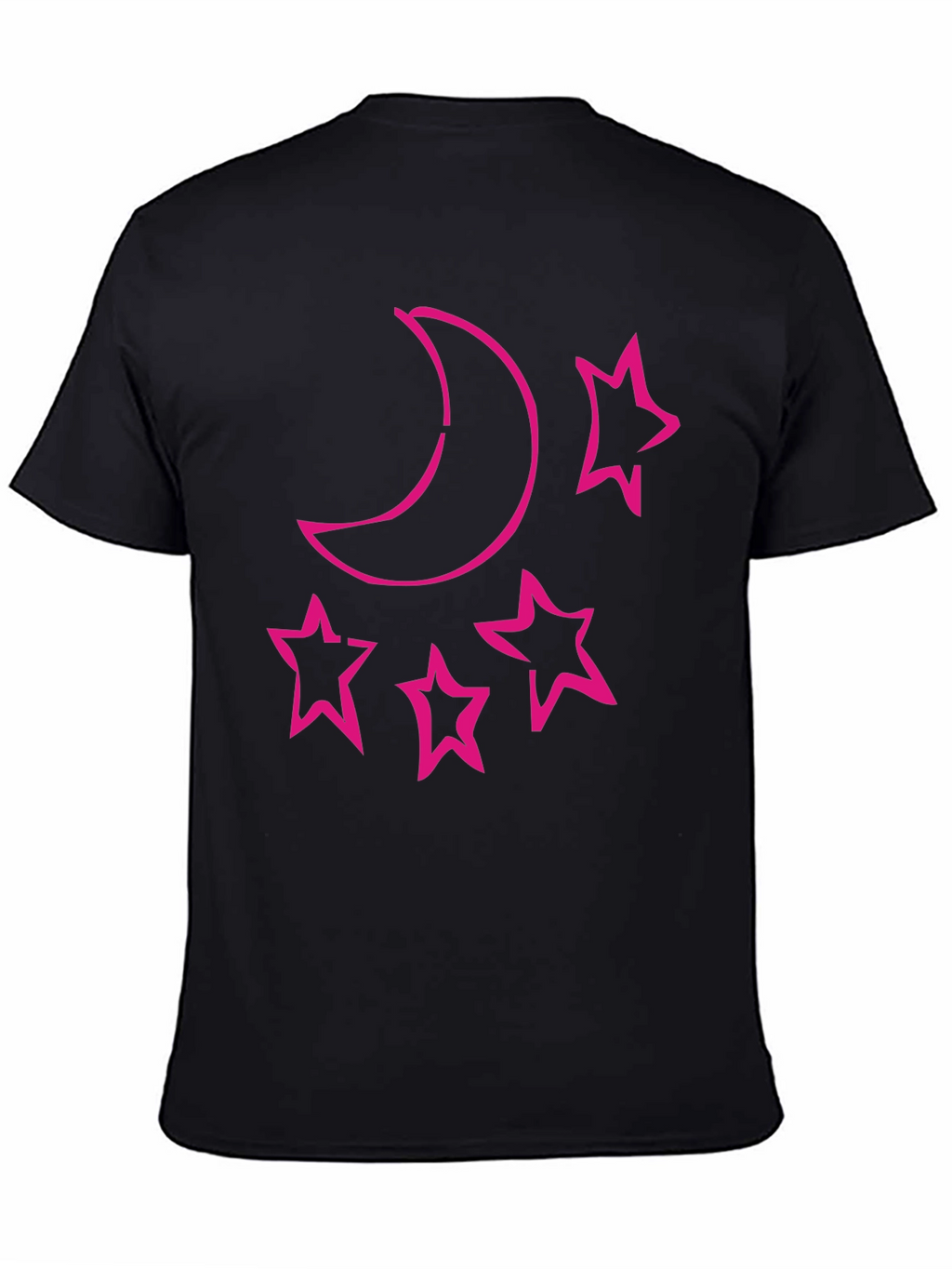 Moon & Stars Graphic Tee - Black Cotton T-Shirt