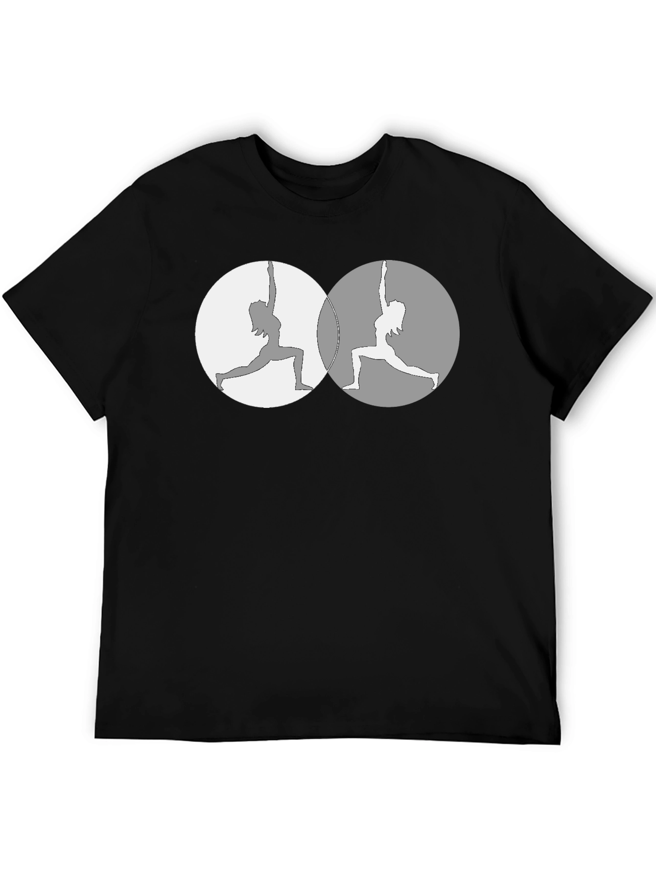Yin Yang Yoga Pose Graphic Tee - Mens Black T-Shirt