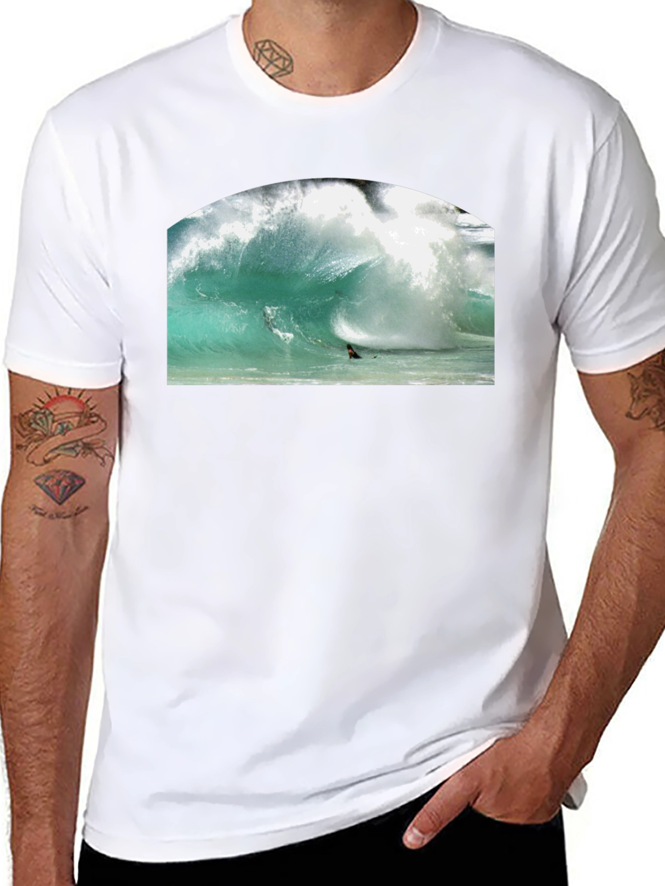 Surfer Wave Graphic Black T-Shirt