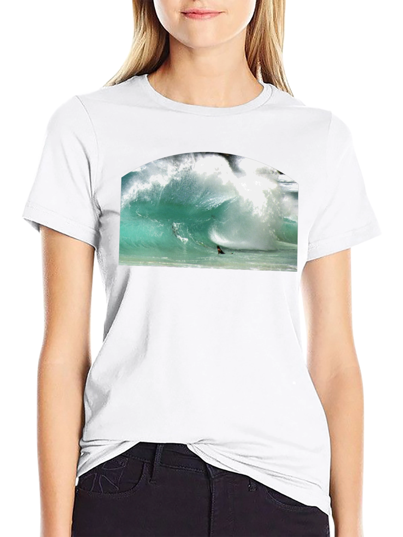 Surfer Wave Graphic Black T-Shirt
